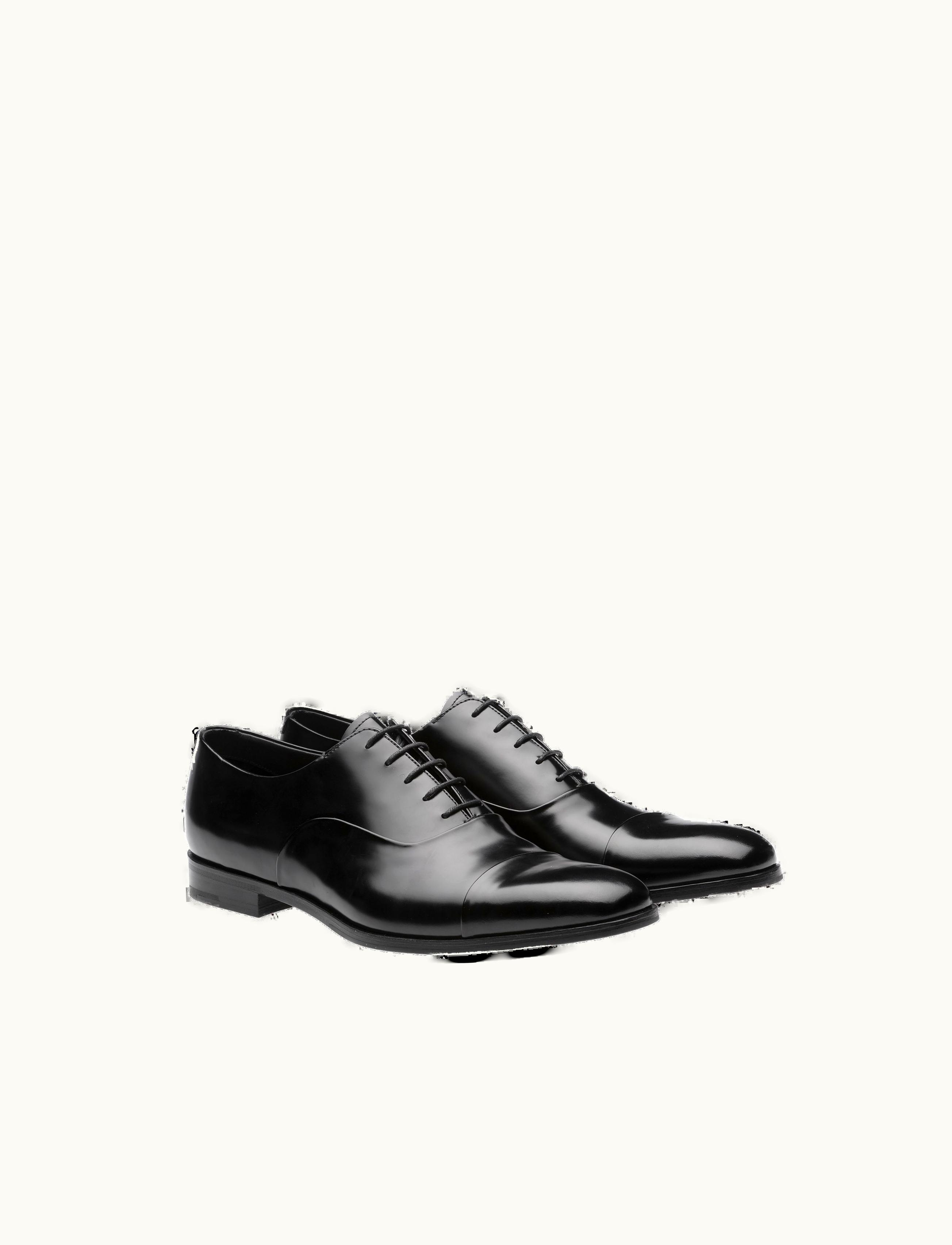 Prada Prada Black Brushed Leather Laced Oxford Shoes