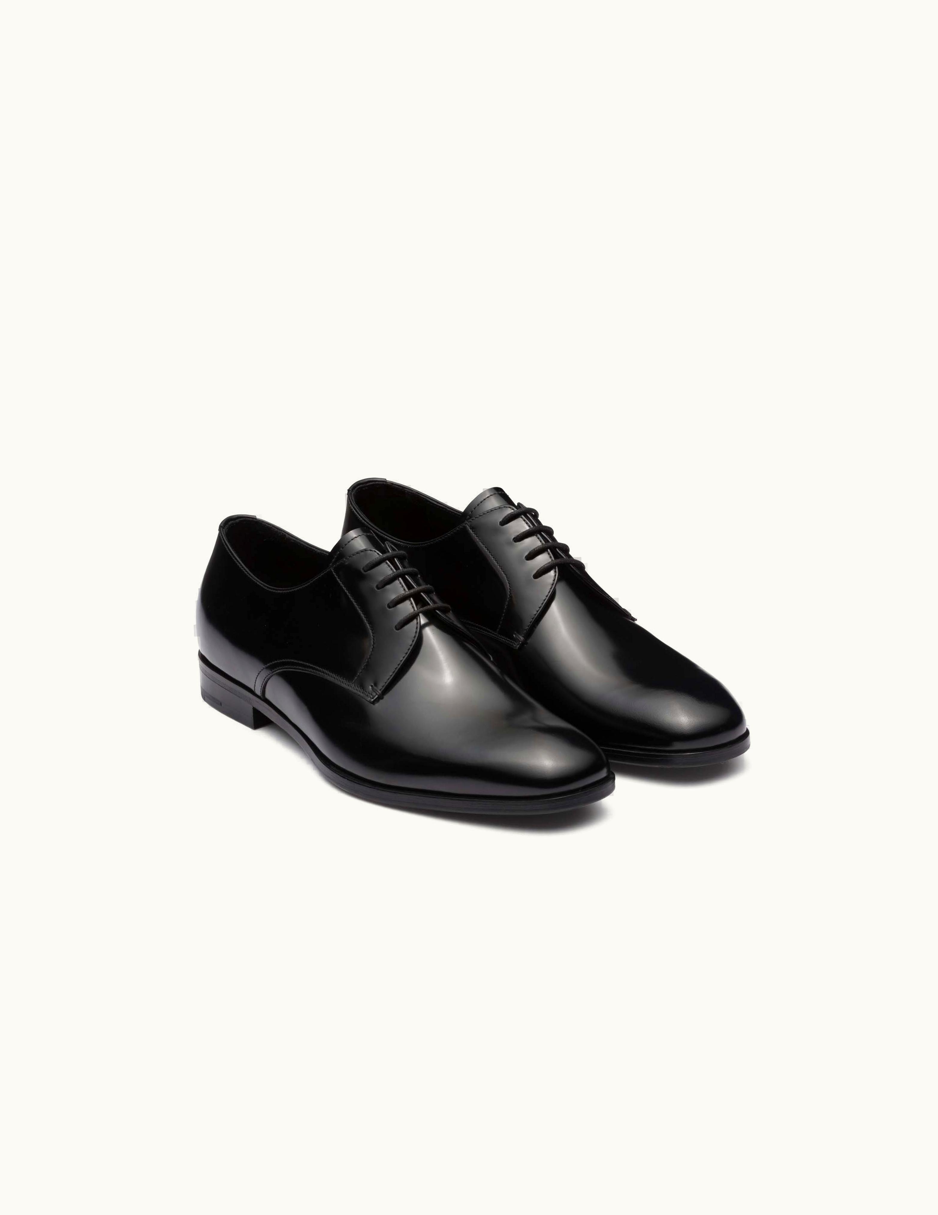Prada Prada Black Brushed Leather Derby Shoes 2EB174_P39_F0002_F_X001