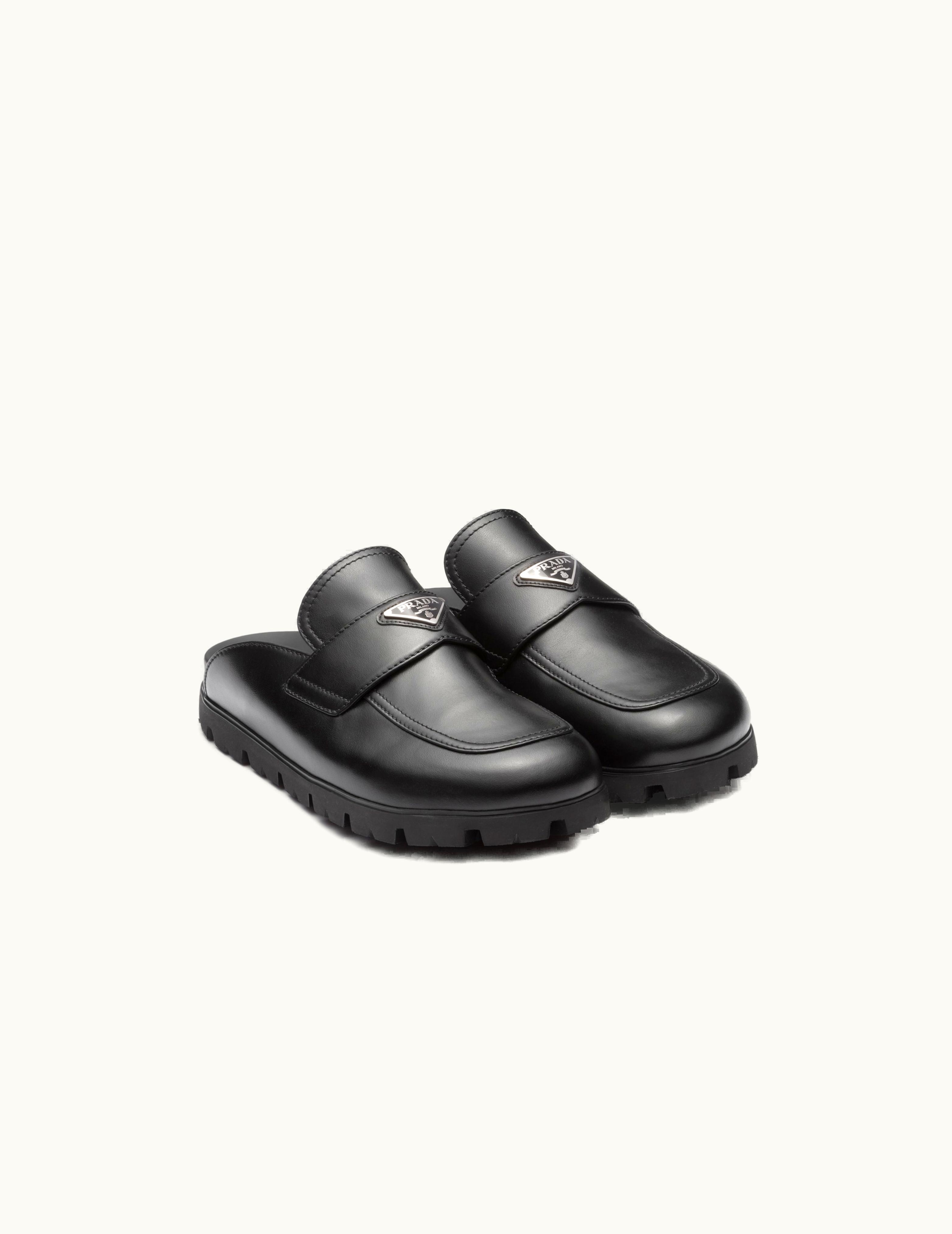 Prada Prada Black Leather Sabots