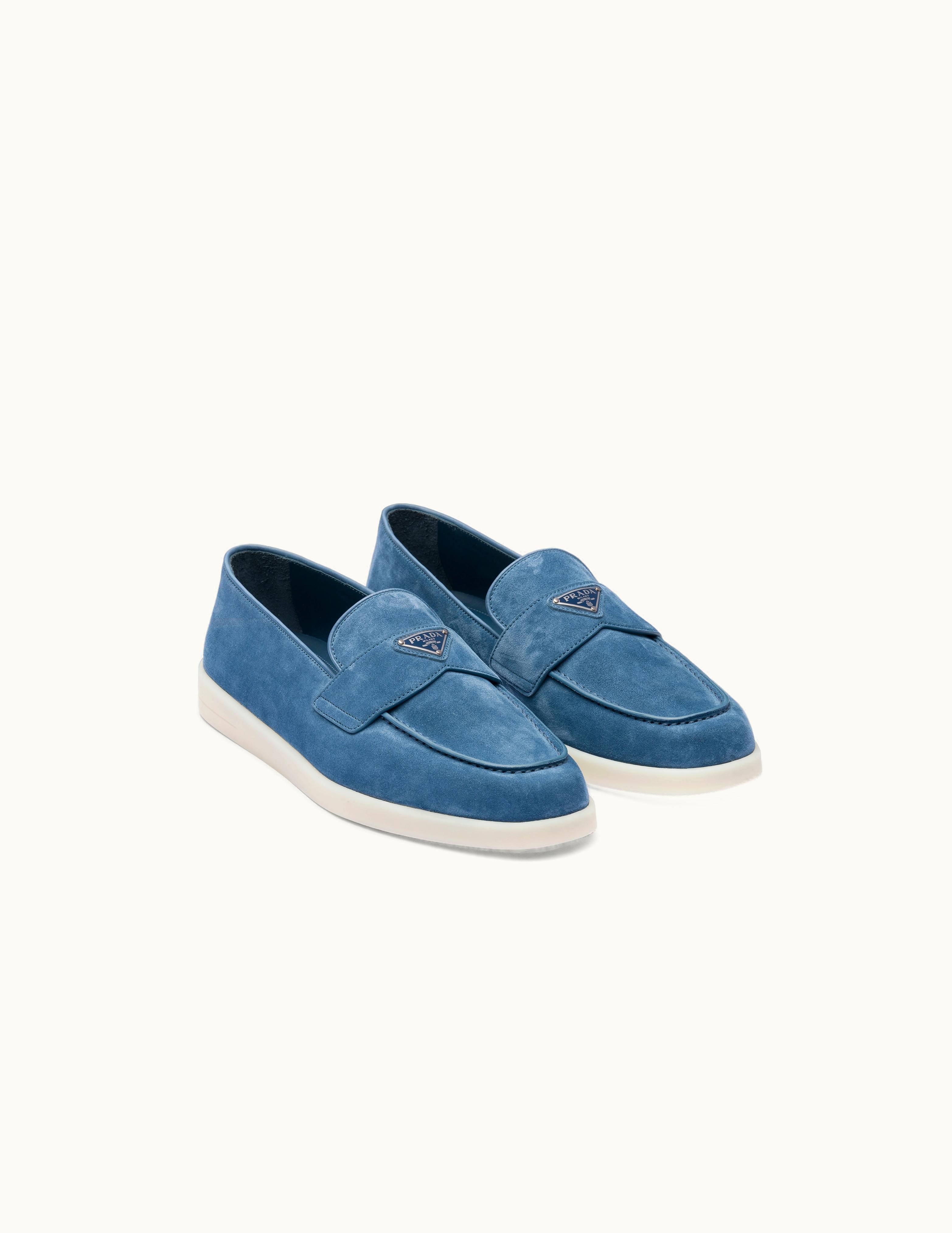 Prada Prada Astral Blue Suede Loafers
