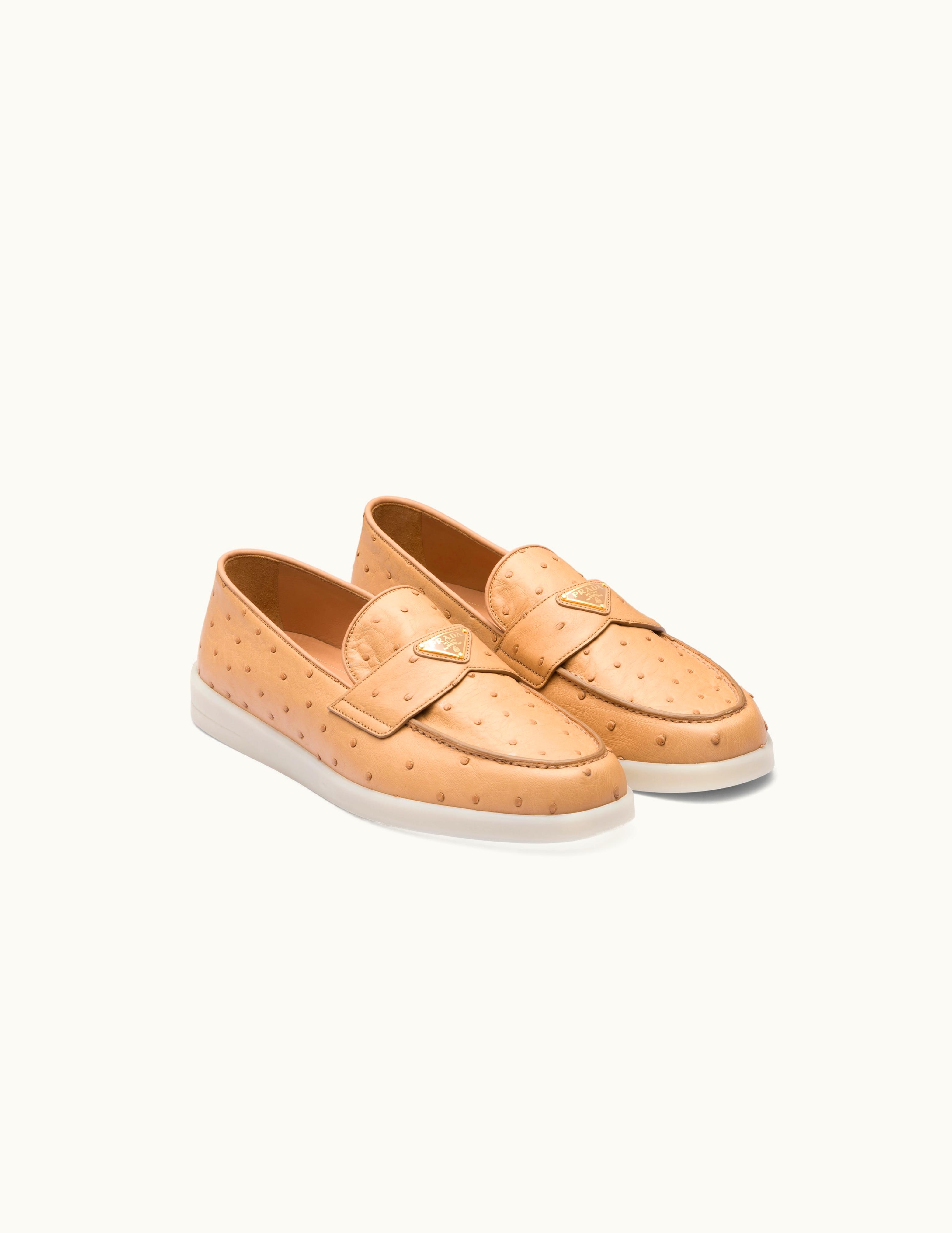 Prada Prada Natural Ostrich Leather Loafers