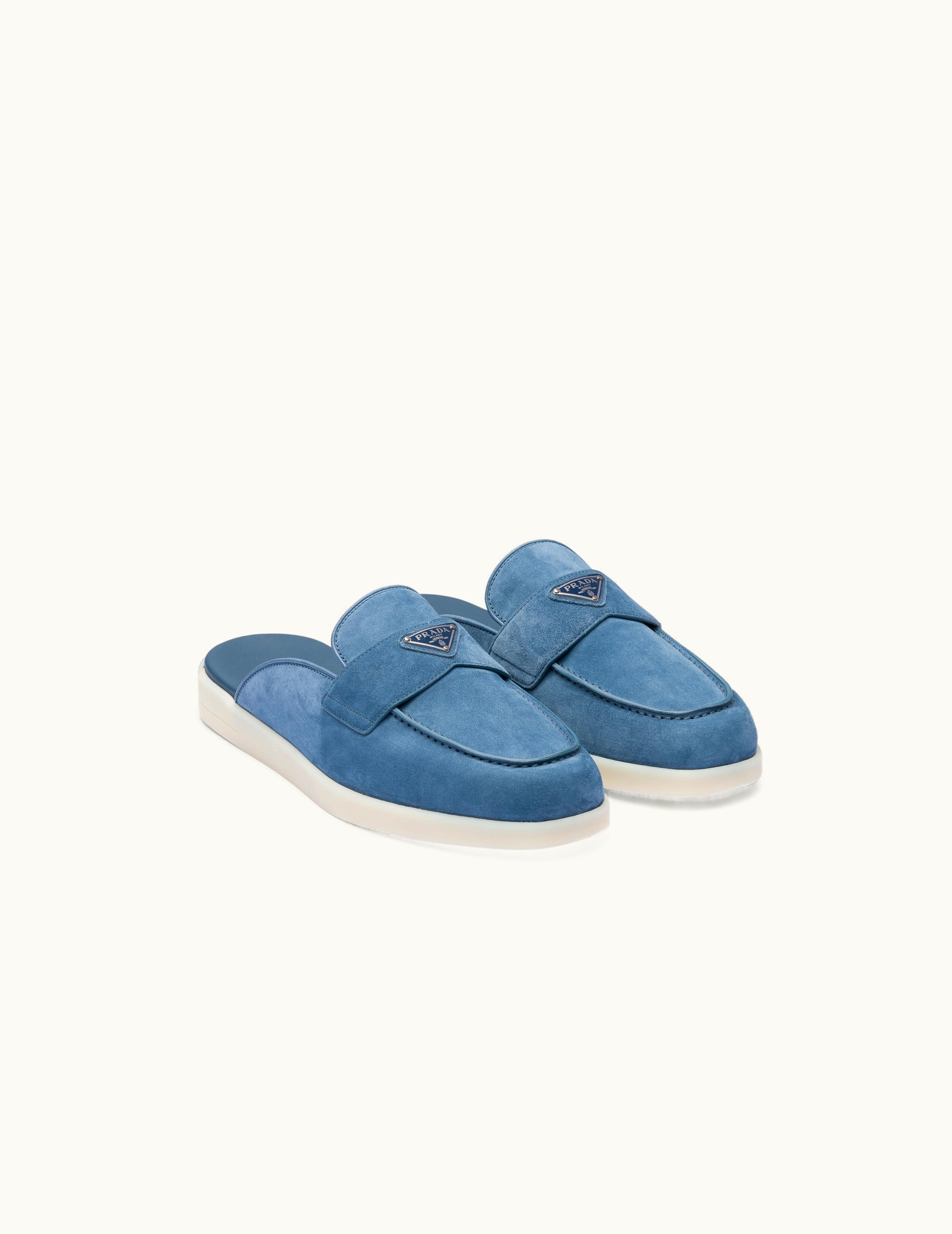 Prada Prada Astral Blue Suede Sabots