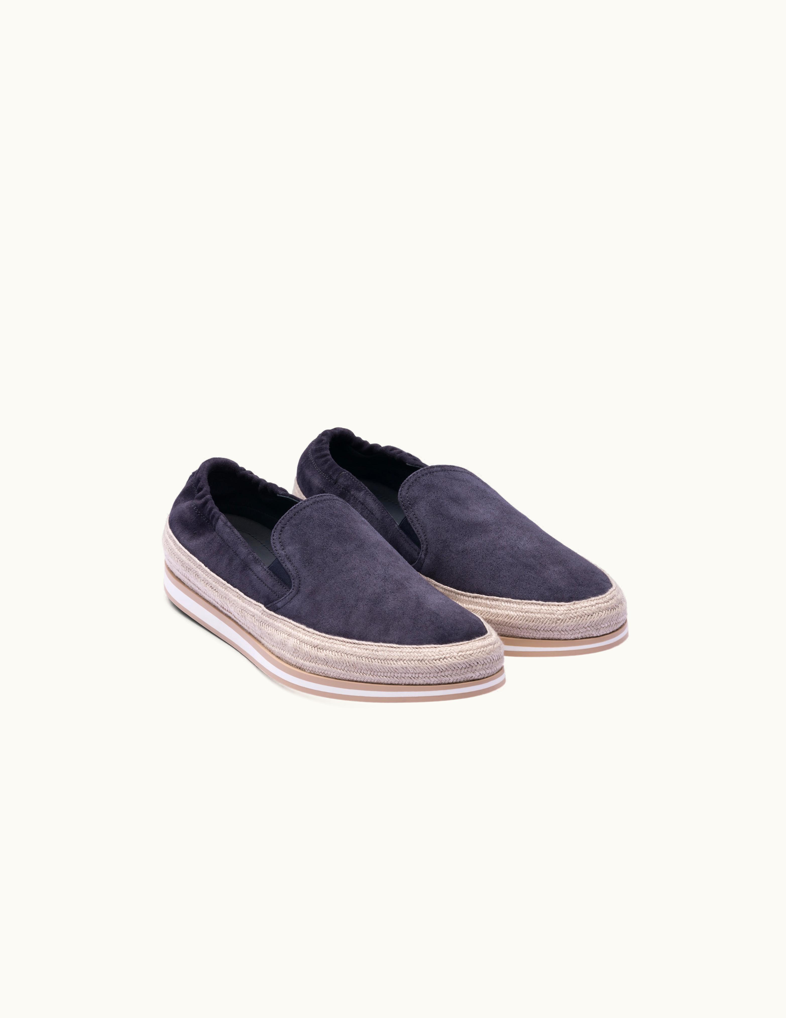 Prada Prada Navy Suede Slip-ons