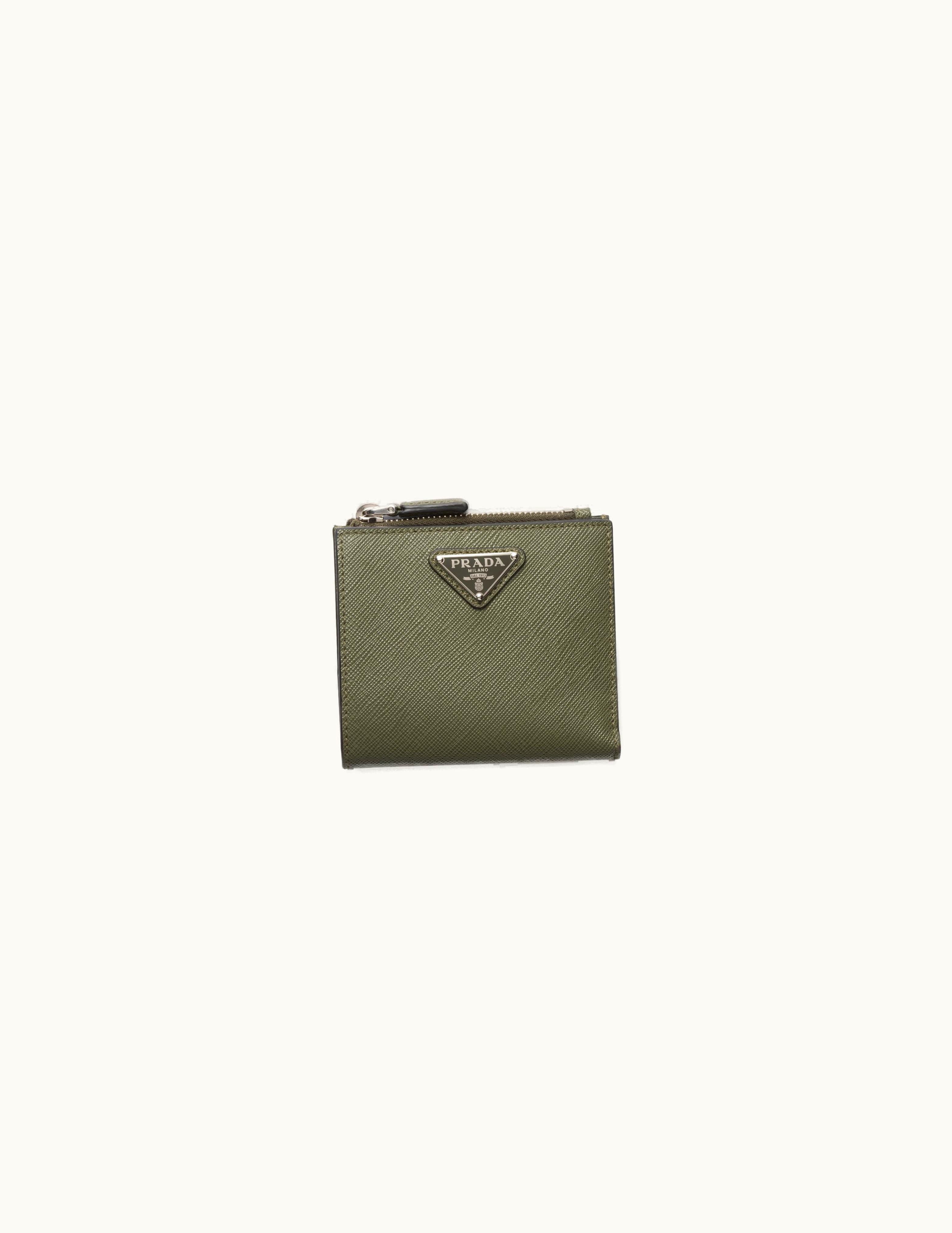 Prada Prada Loden Green Small Saffiano Leather Wallet