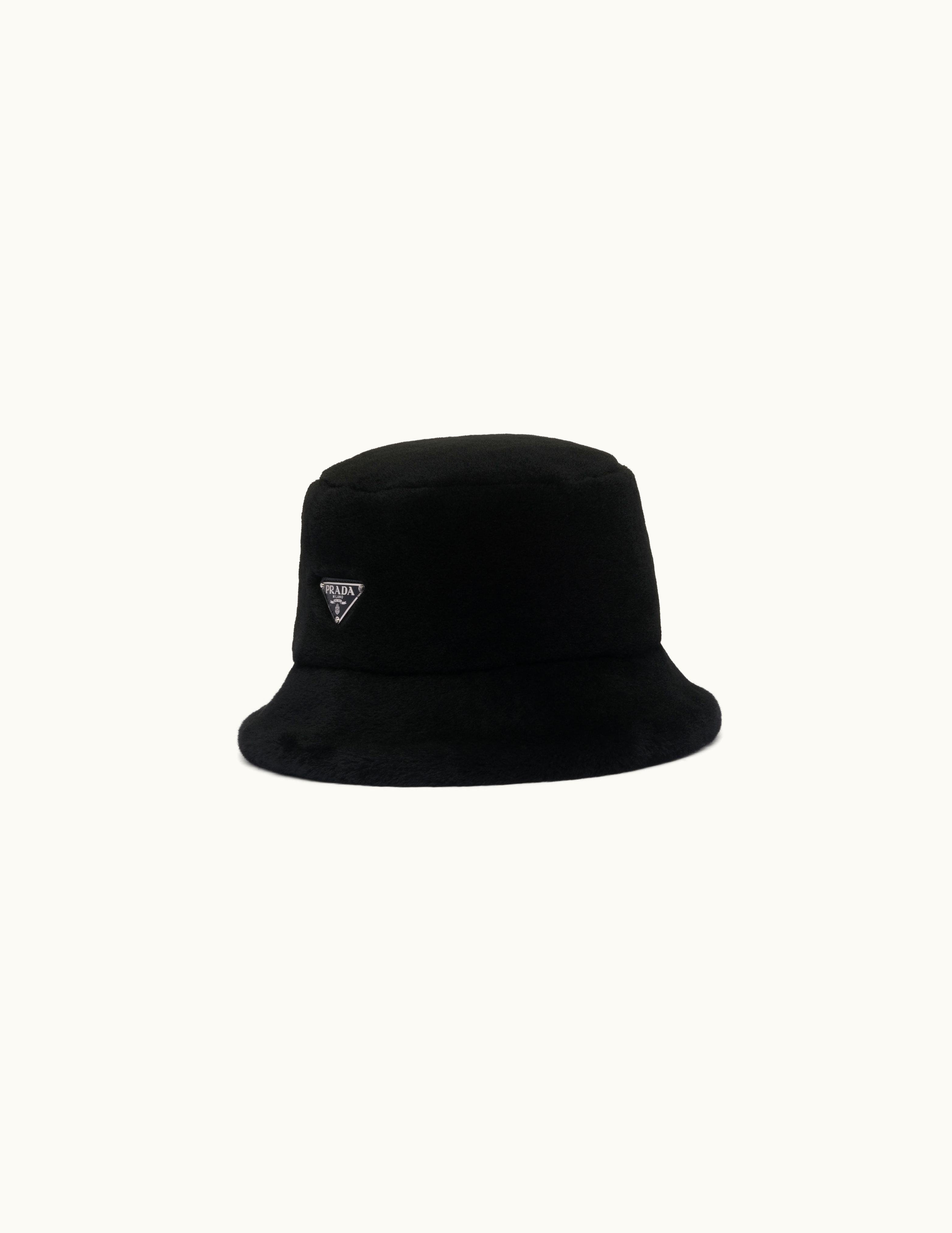 Prada Prada Black Shearling Bucket Hat
