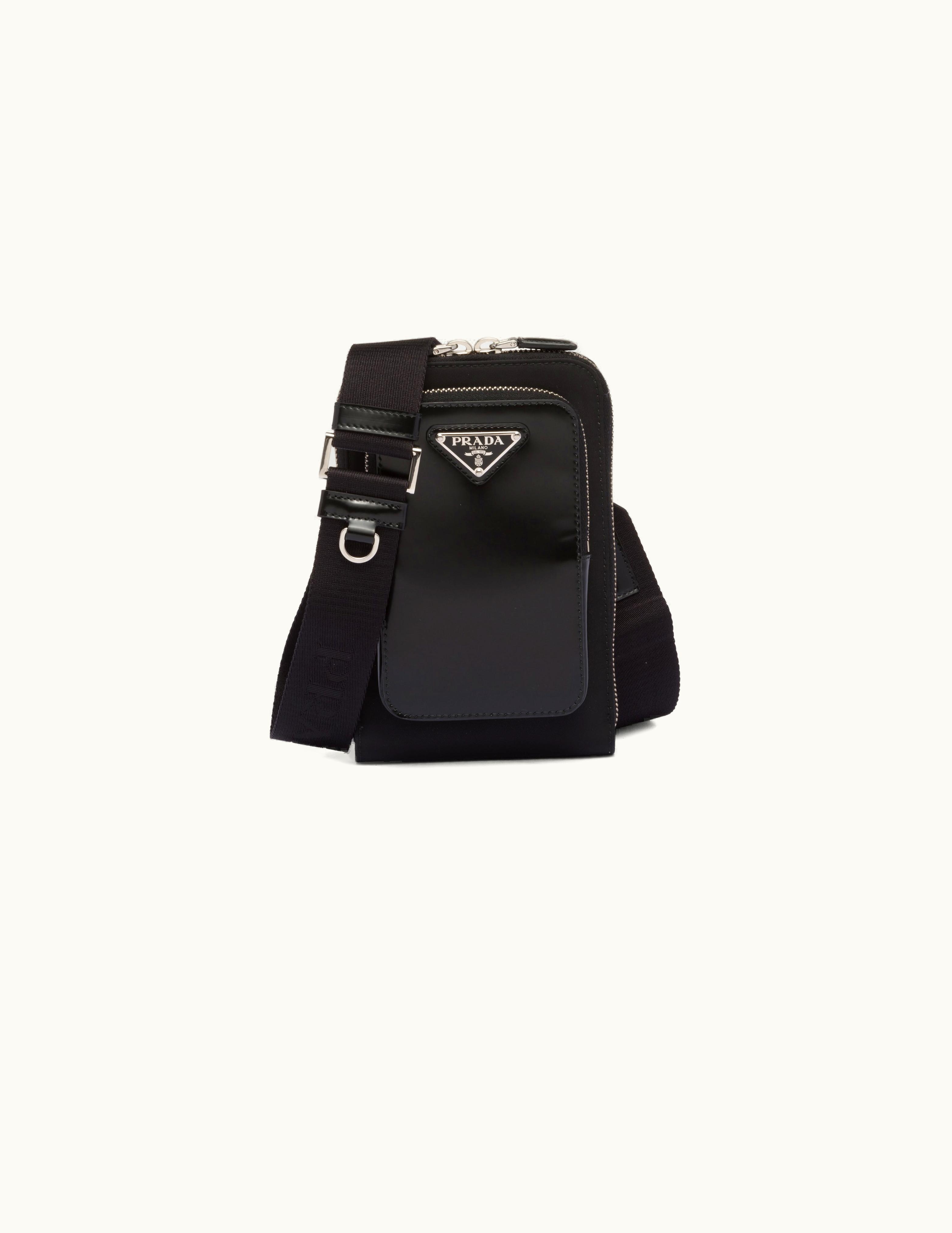 Prada Prada Black Re-nylon And Brushed Leather Smartphone Case