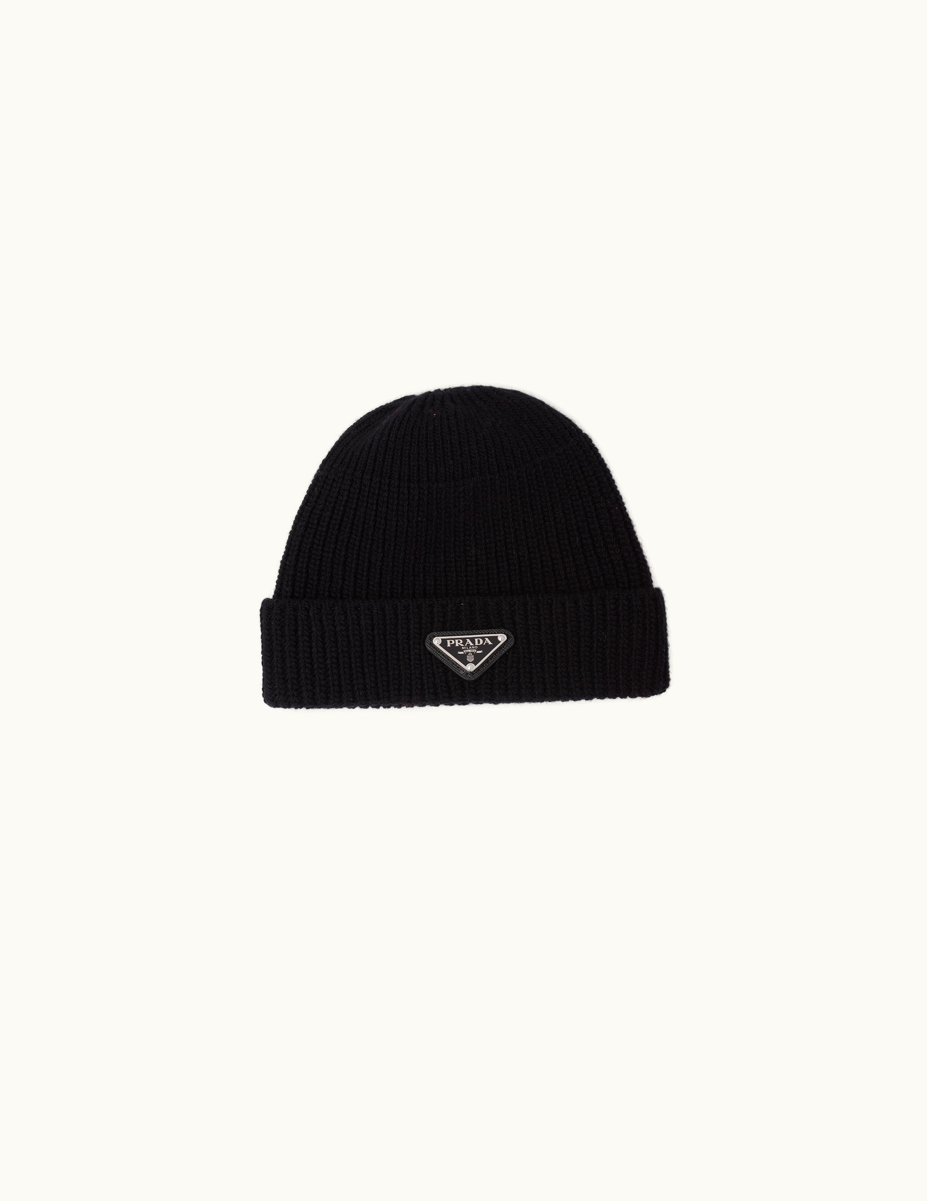 Prada Prada Black Wool And Cashmere Beanie