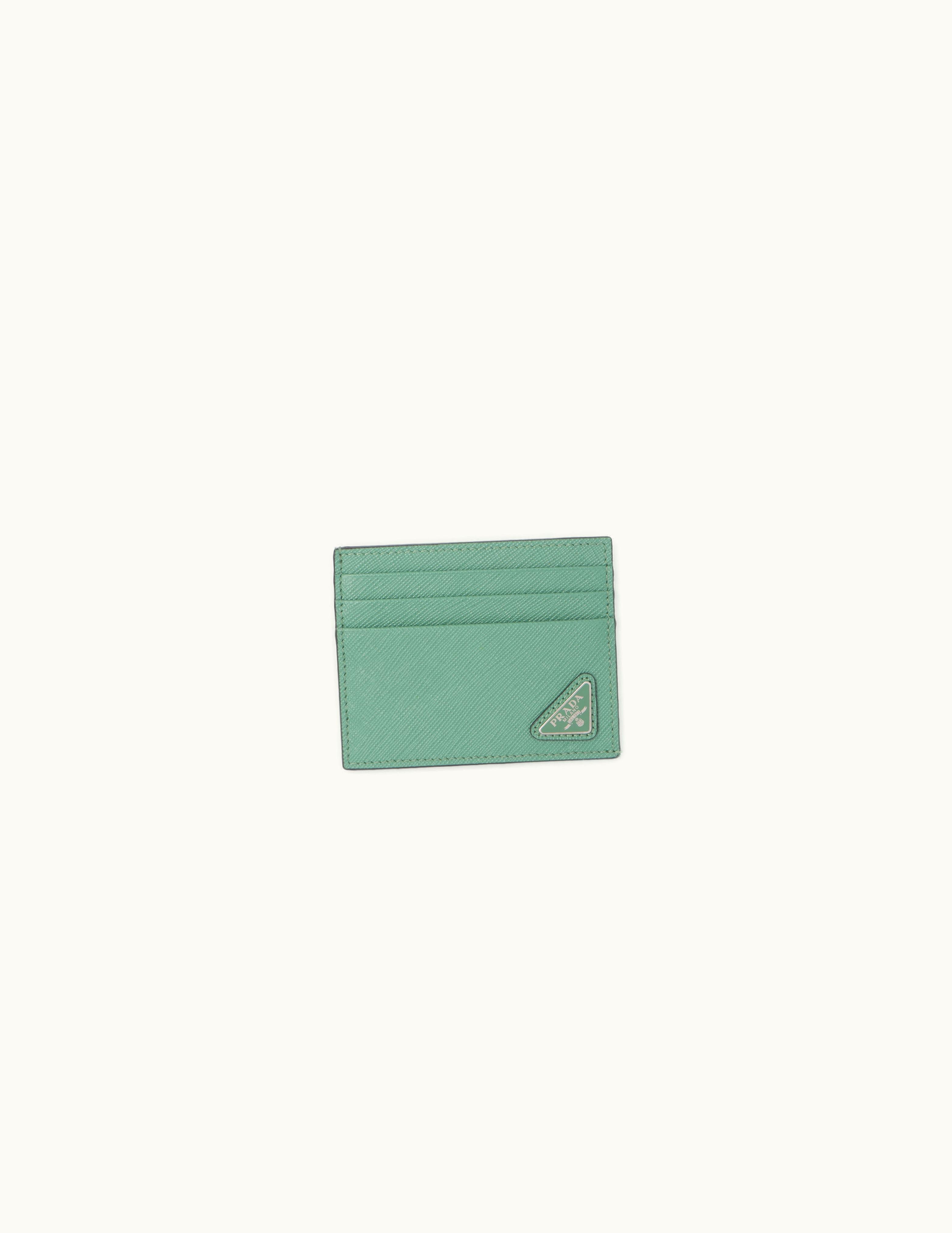 Prada Prada Sage Green Saffiano Leather Card Holder