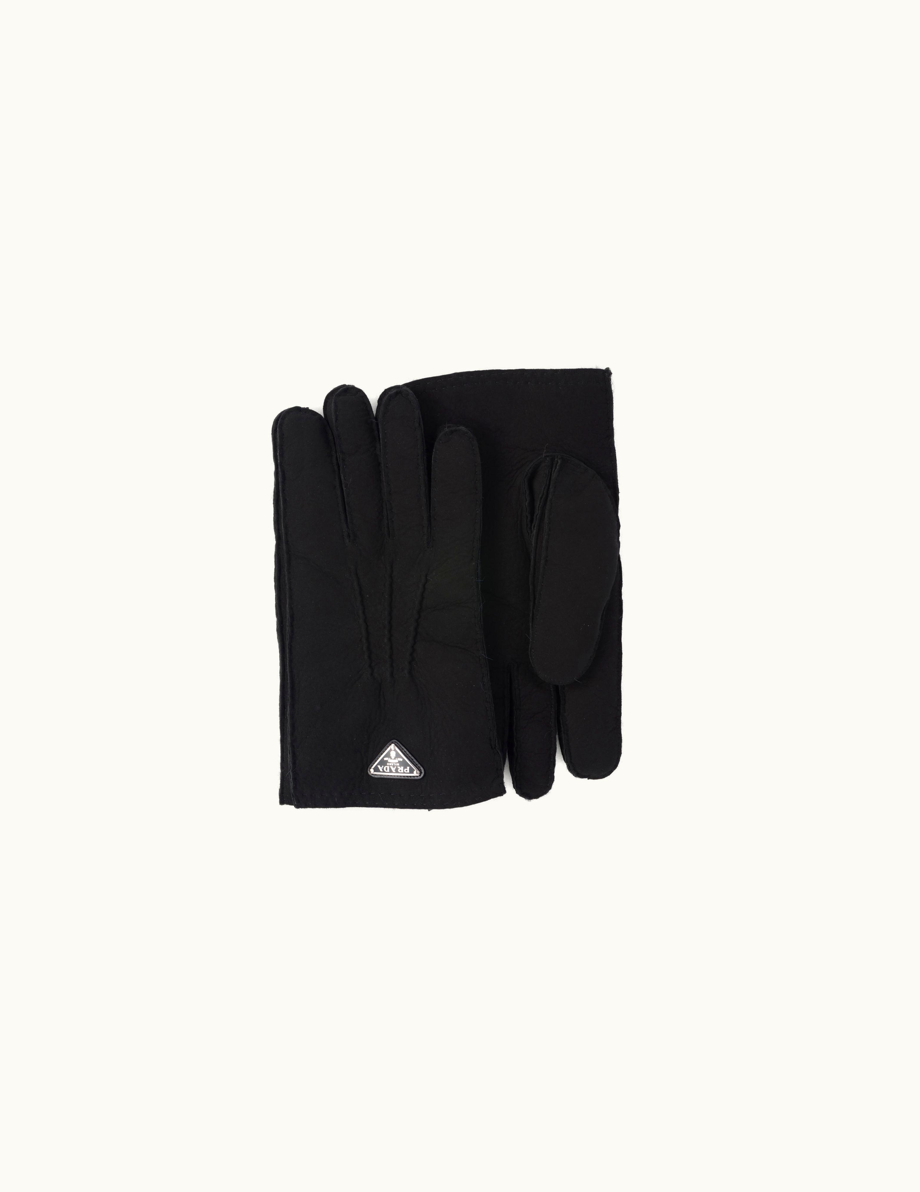 Prada Prada Black Suede Sheepskin Gloves