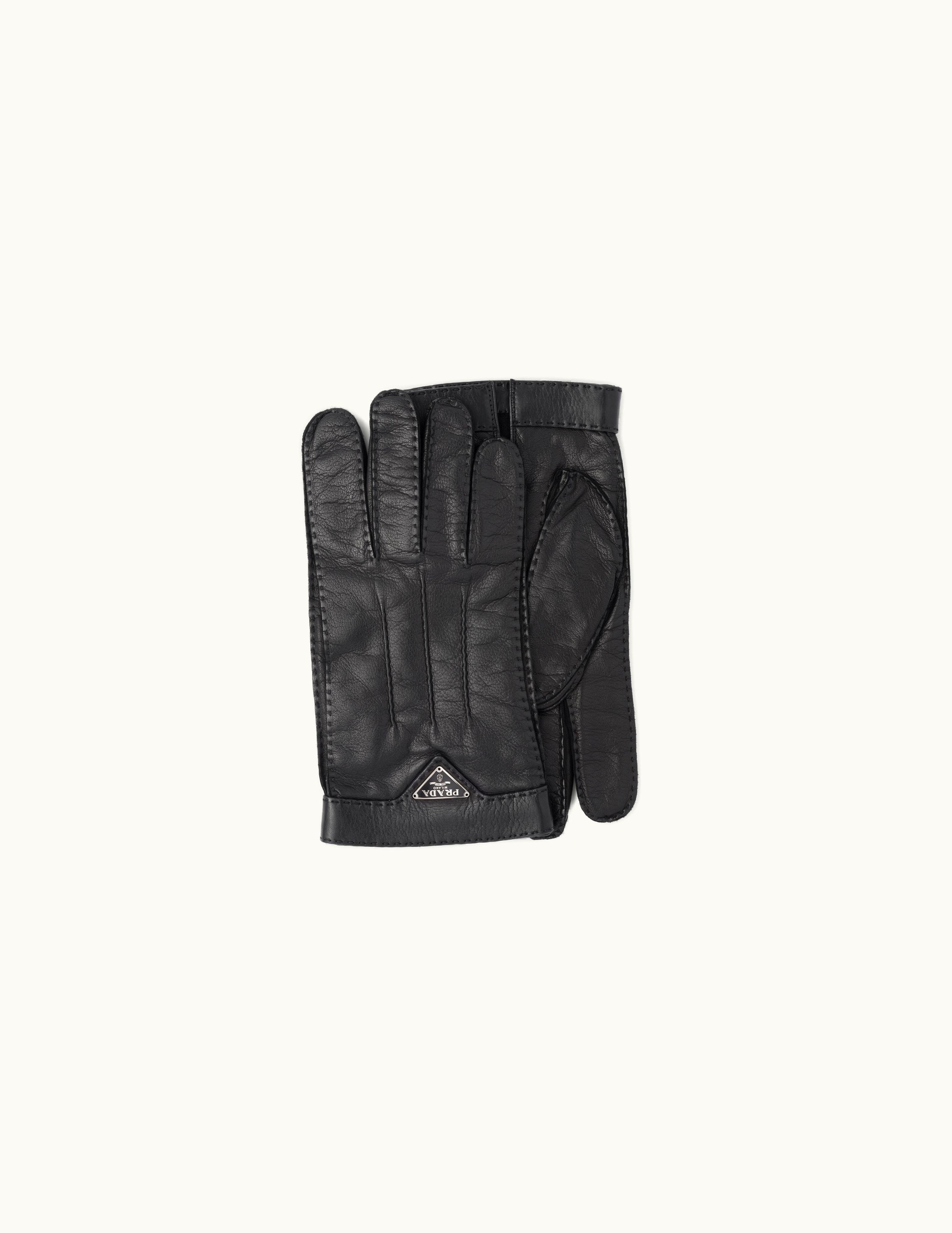 Prada Prada Black Leather Gloves 2GG003_038_F0002