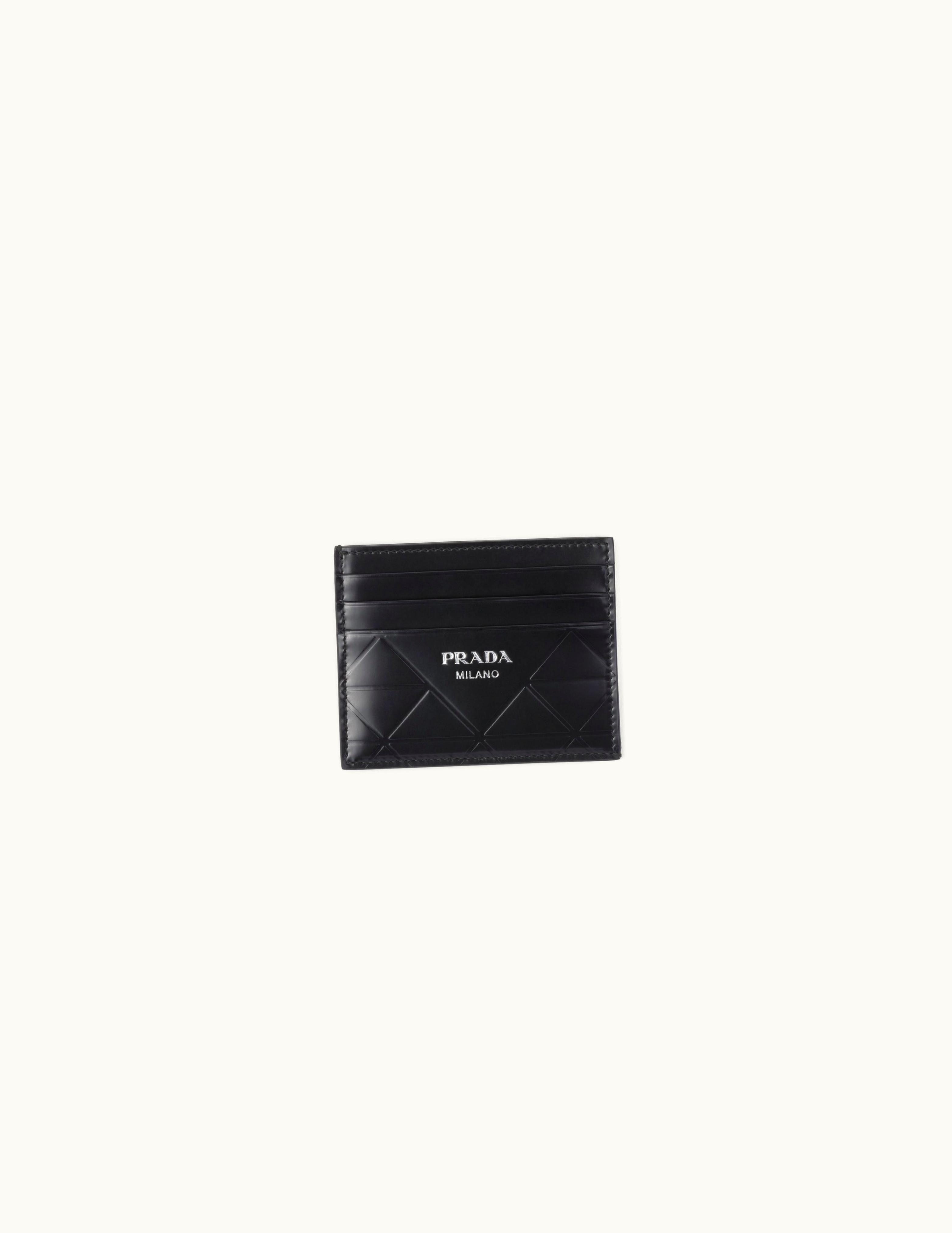 Prada Prada Black Brushed Leather Credit Card Holder