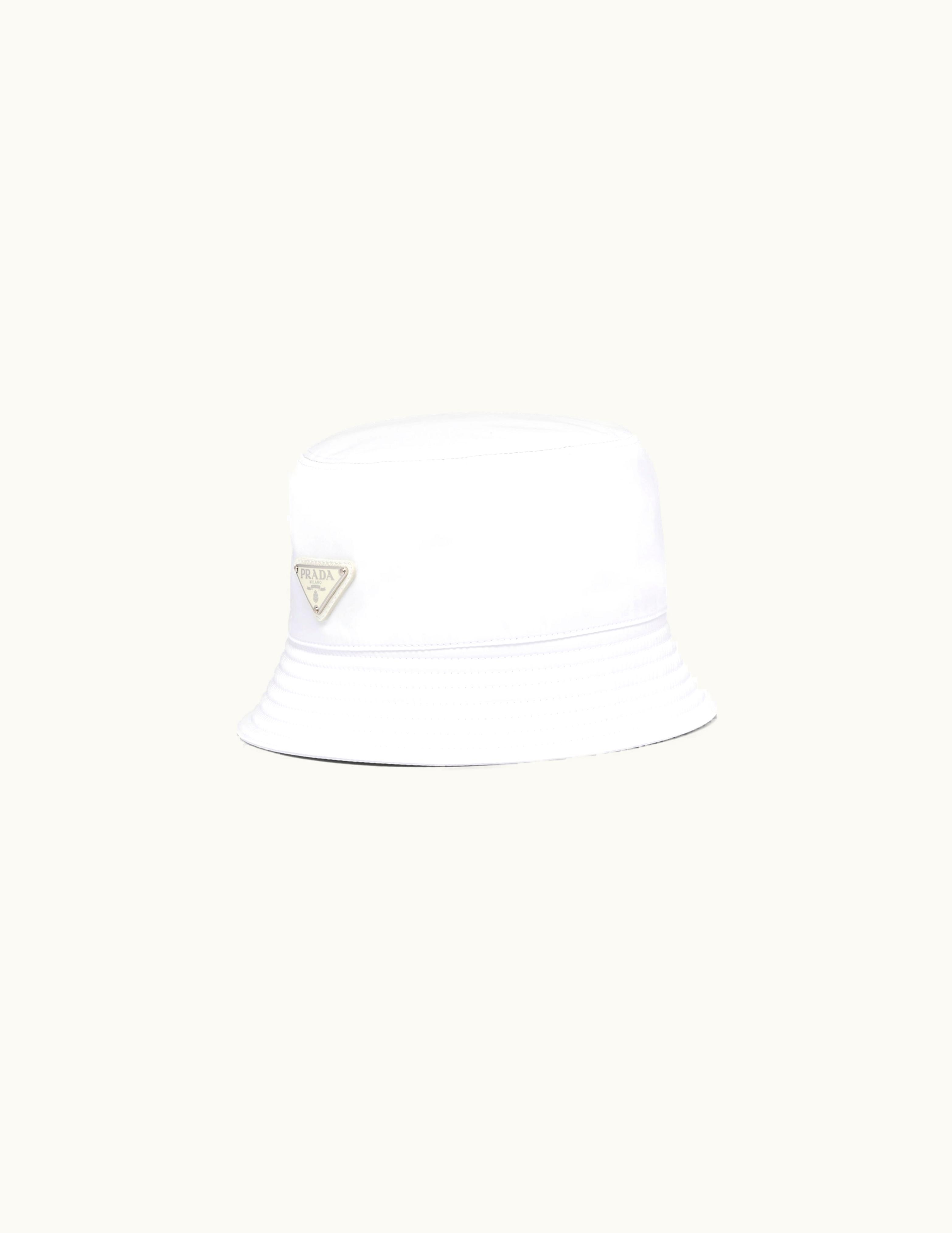 Prada Prada Triangle Logo White Re-nylon Bucket Hat