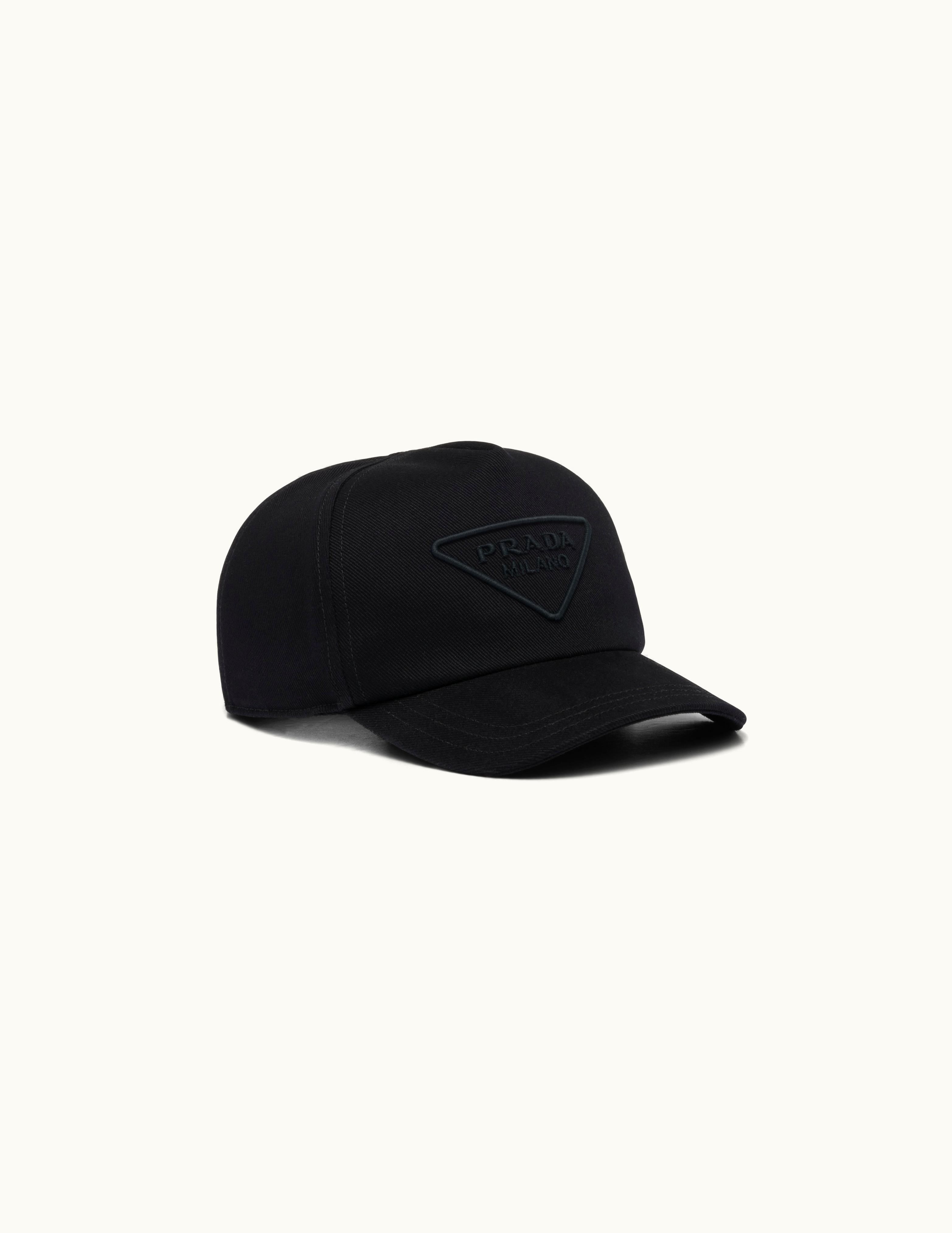 Prada Prada Triangle Logo Embroidered Baseball Cap Black