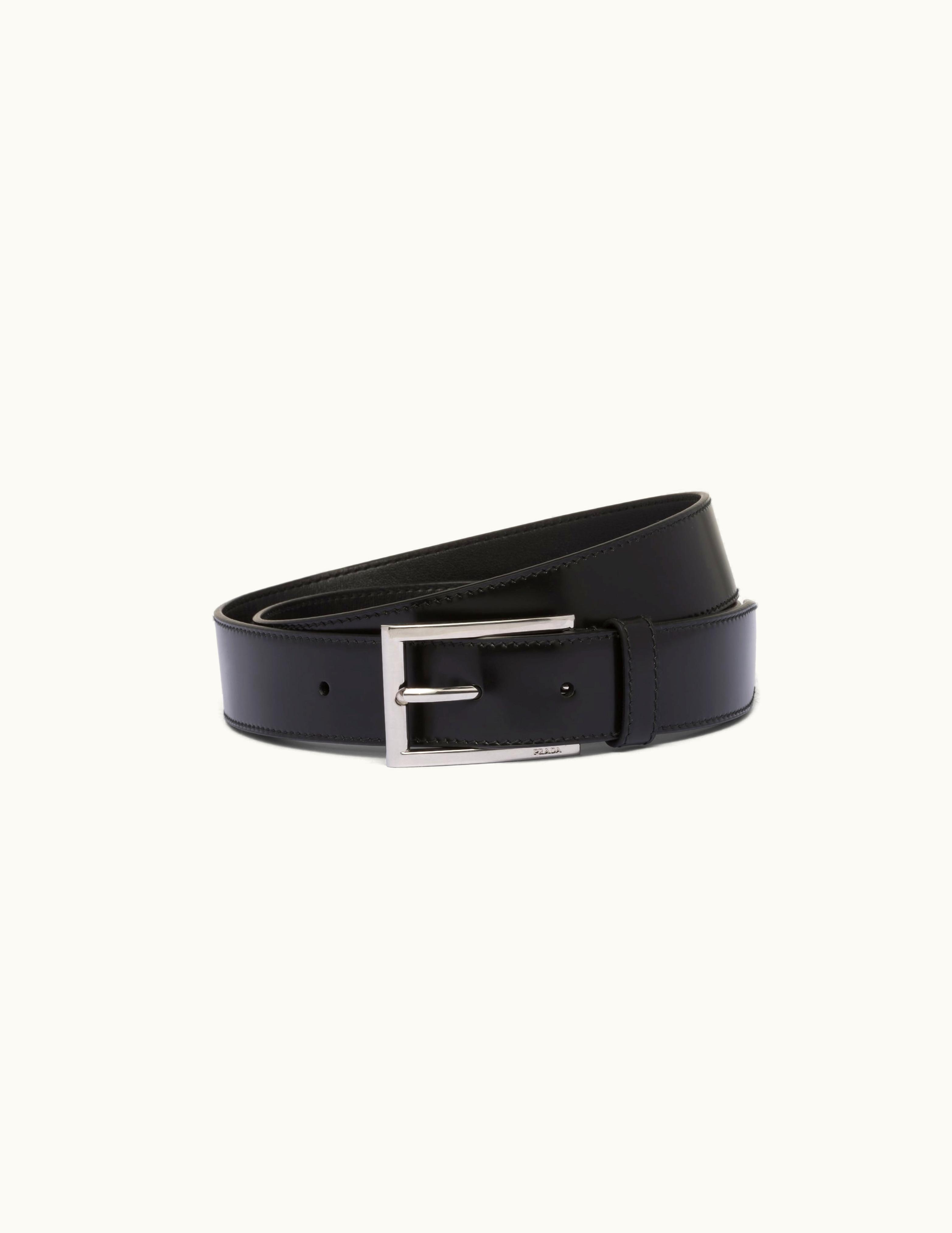 Prada Prada Black Brushed Leather Belt