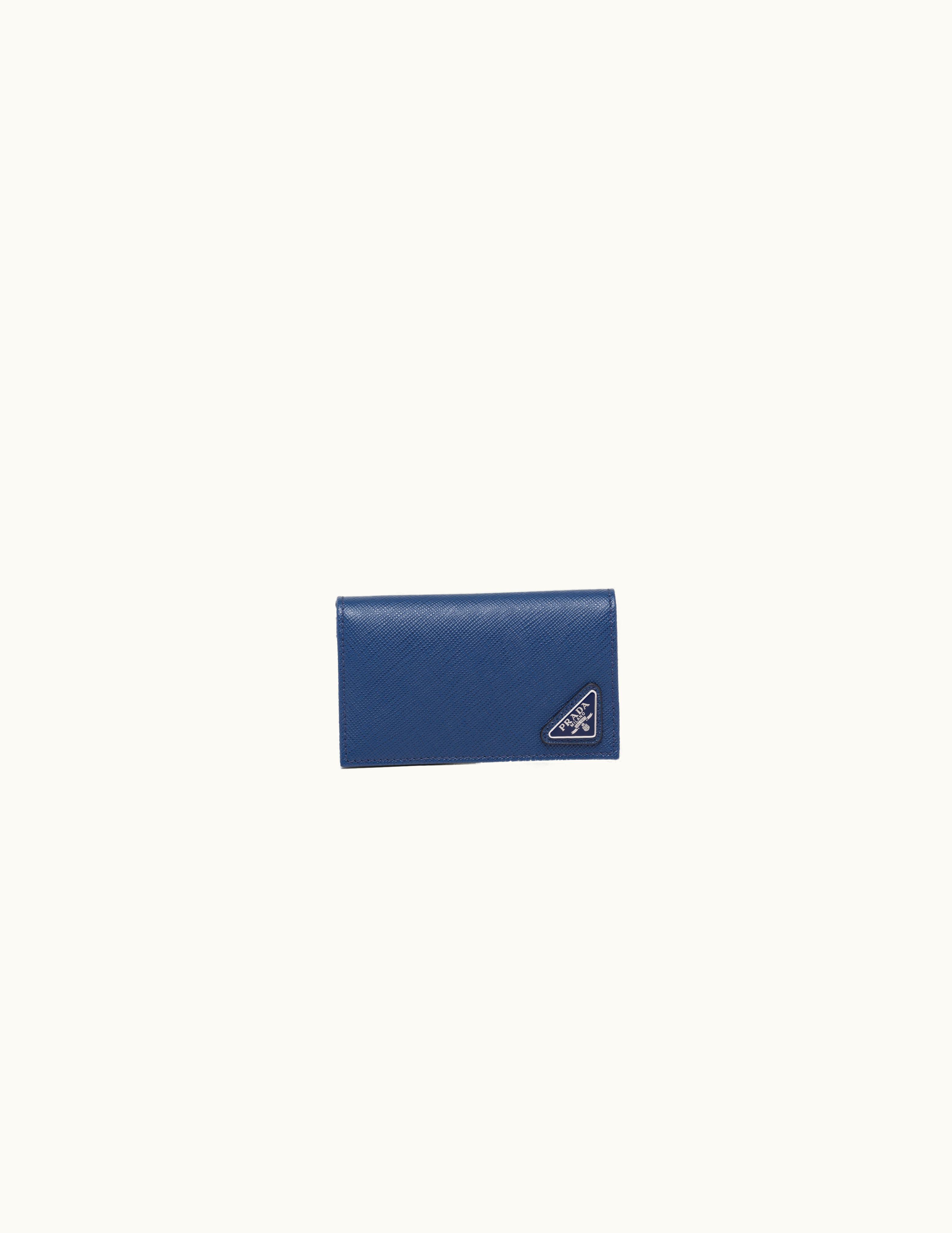 Prada Prada Bluette Saffiano Leather Card Holder - Luxe Moire Edition
