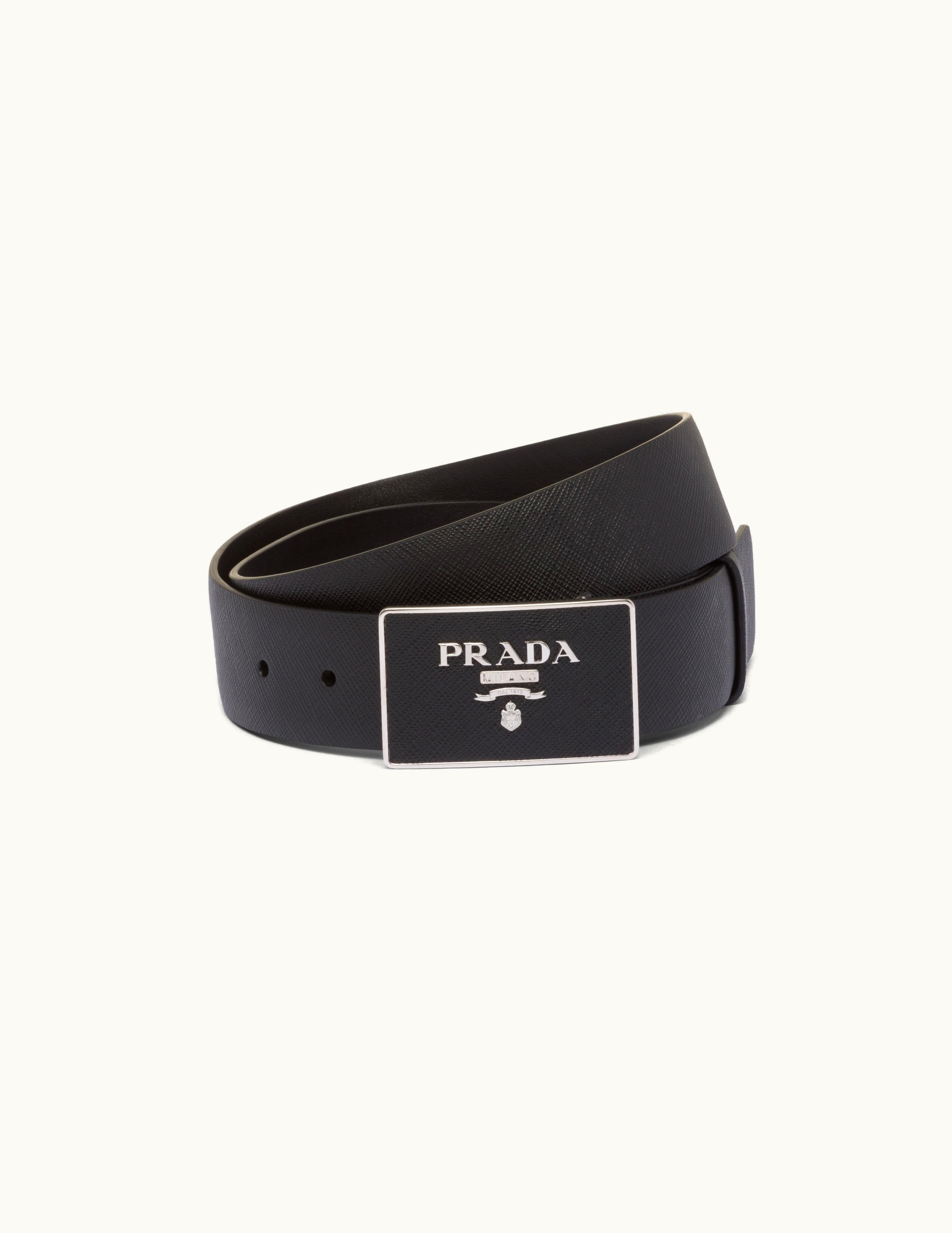 Prada Prada Classic Saffiano Leather Belt Black