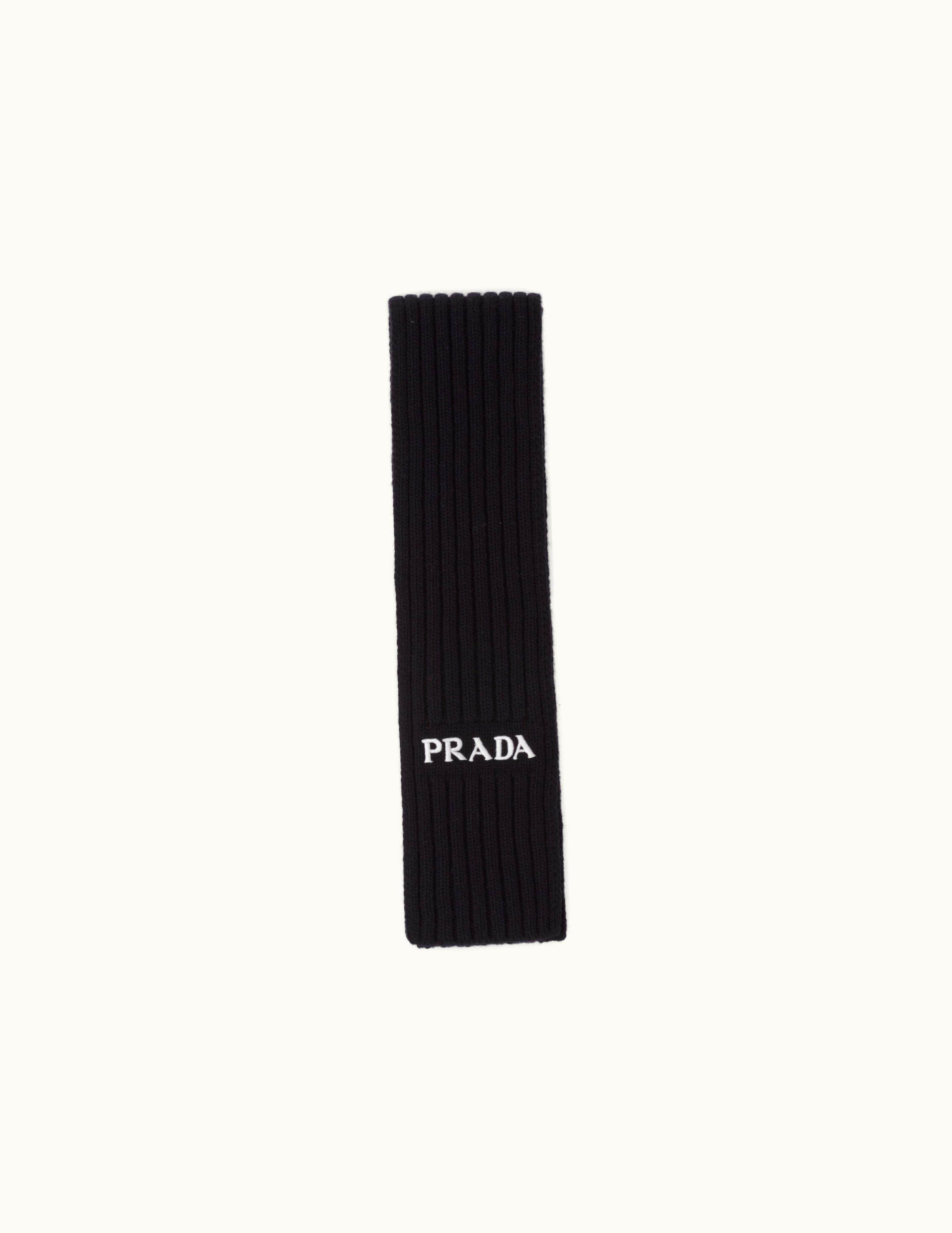 Prada Prada Black Cashmere And Wool Scarf