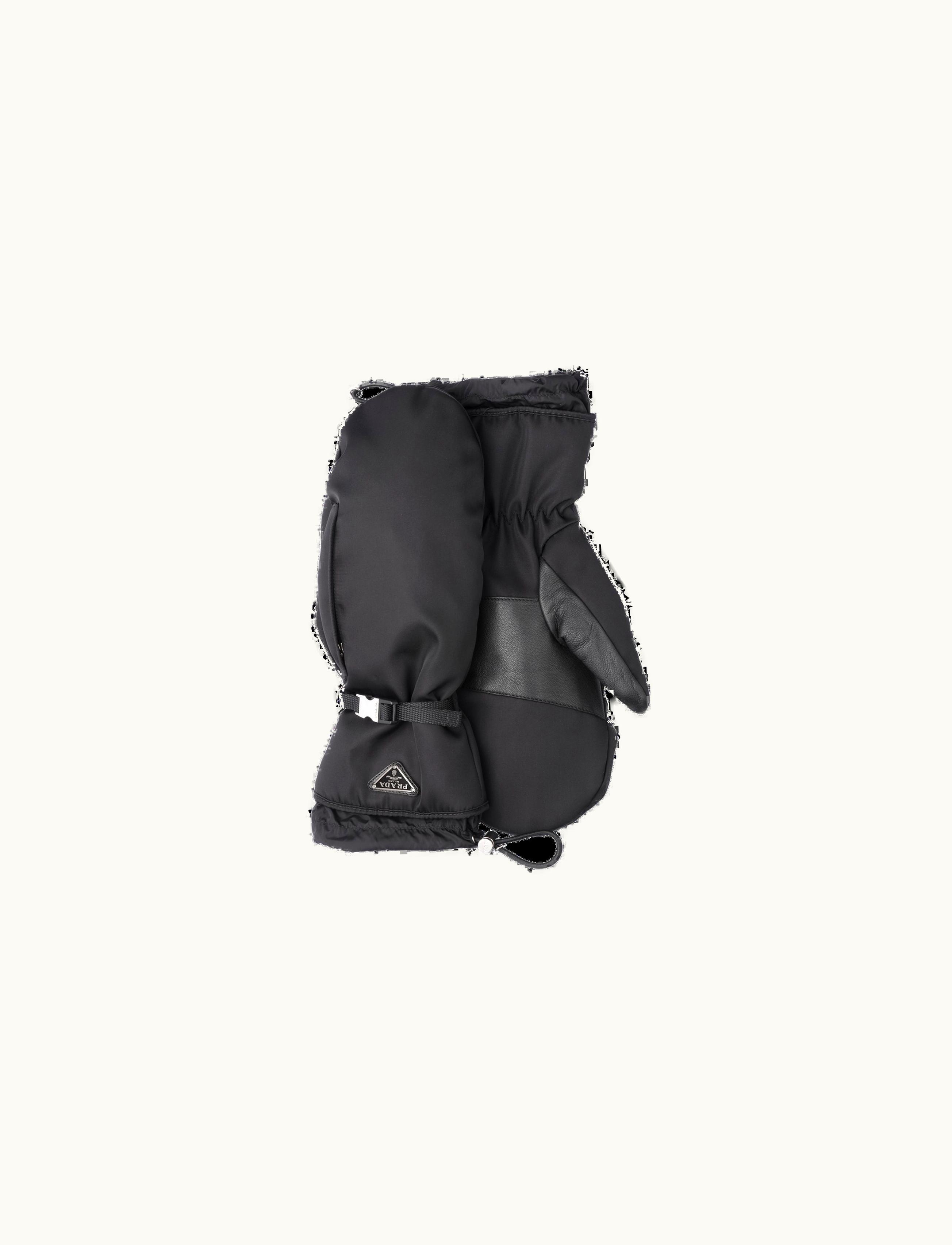 Prada Prada Pile-Lined Leather-Trimmed Black Re-nylon Jacket