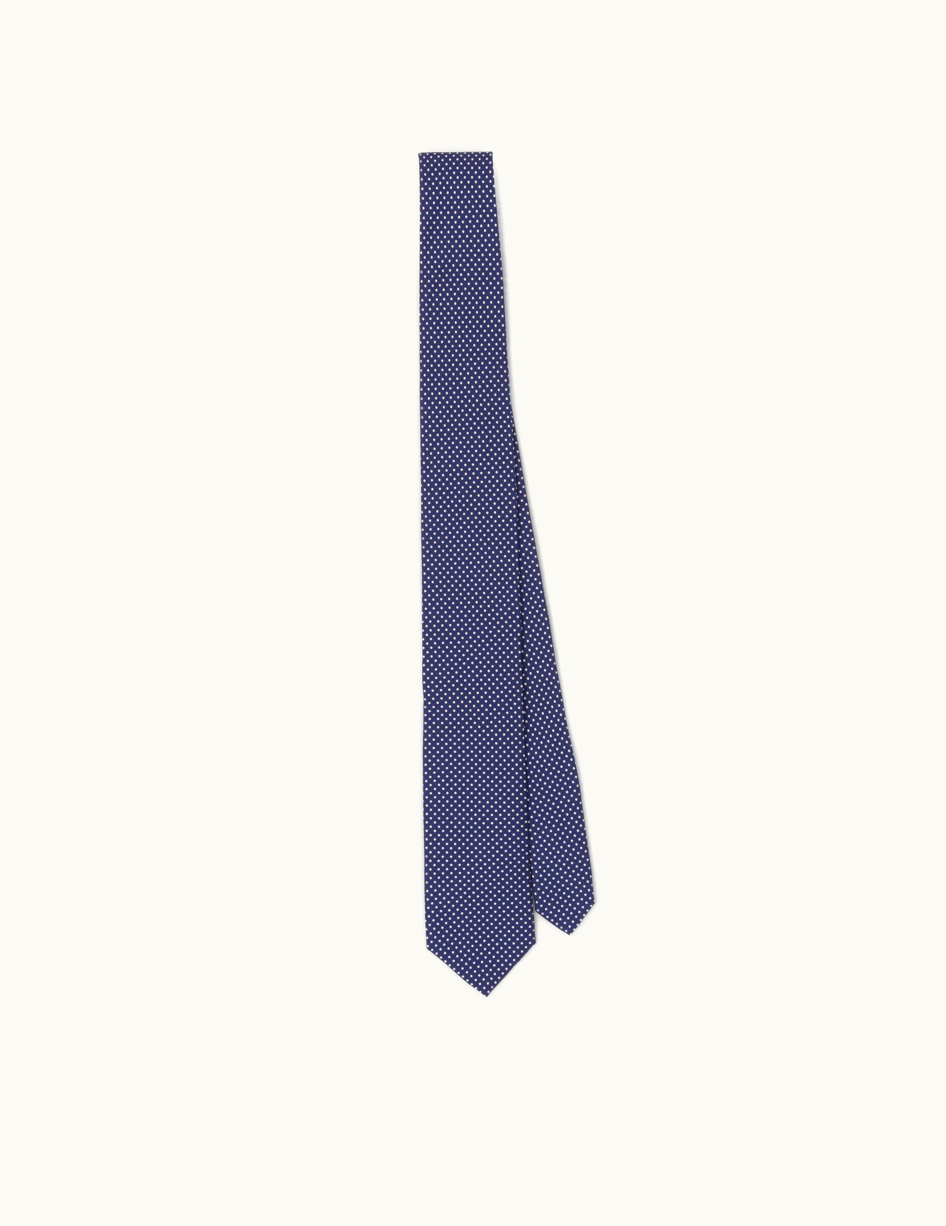 Prada Prada Royal Blue / Natural Silk Tie With Polka-dot Print