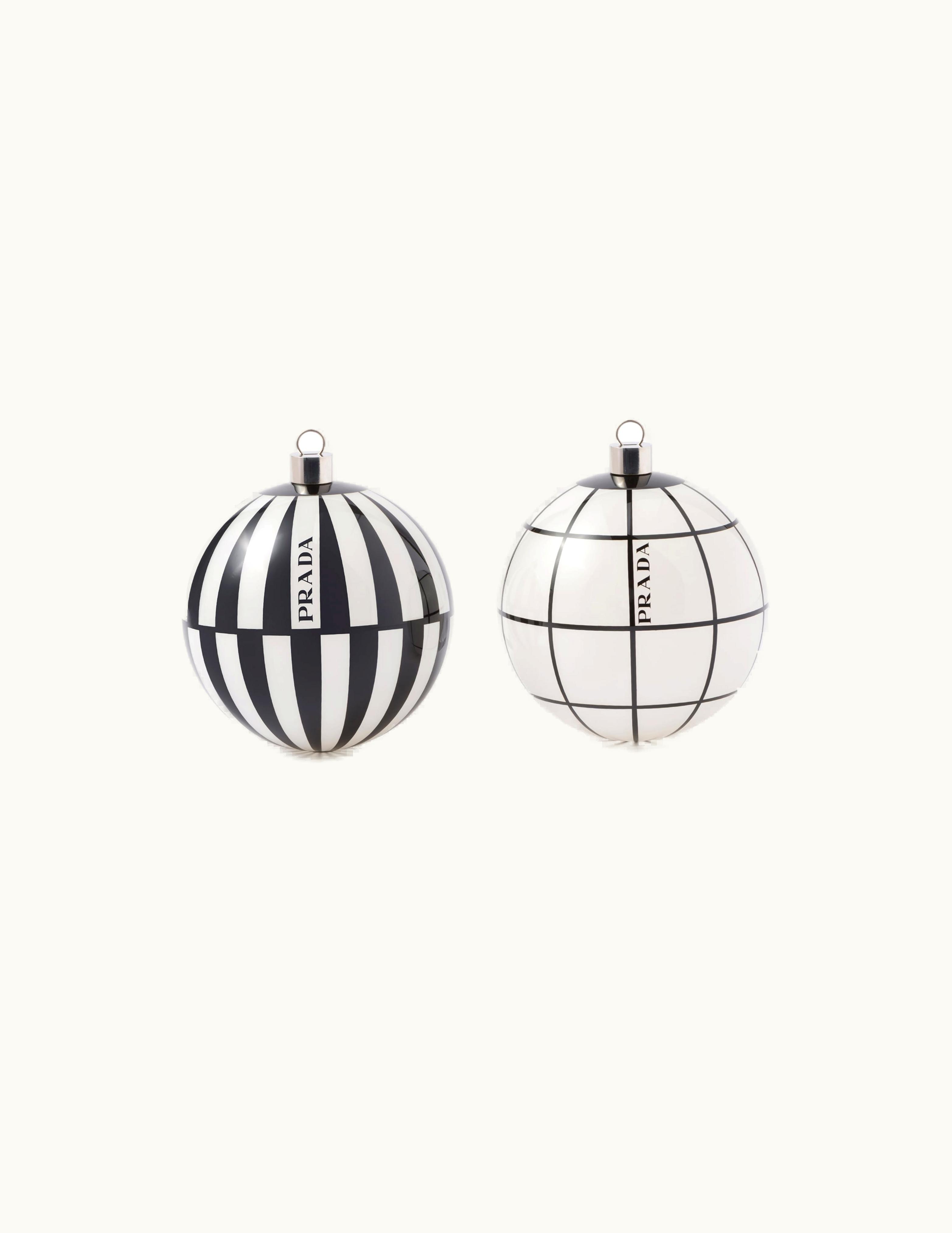 Prada Prada Glass Ornament Set - Stylish Collection White & Black
