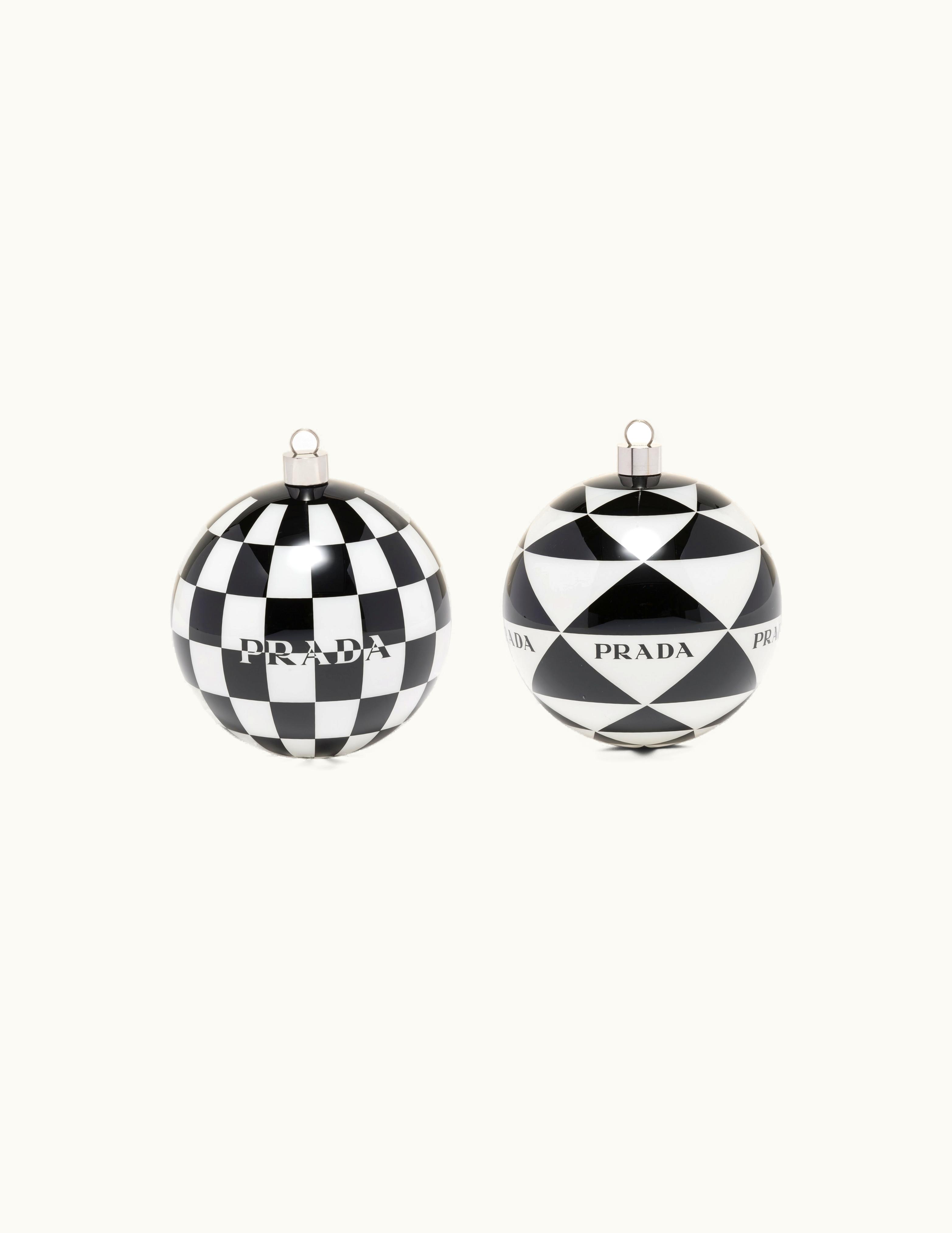 Prada Prada Glass Ornament Set P10 Christmas White & Black