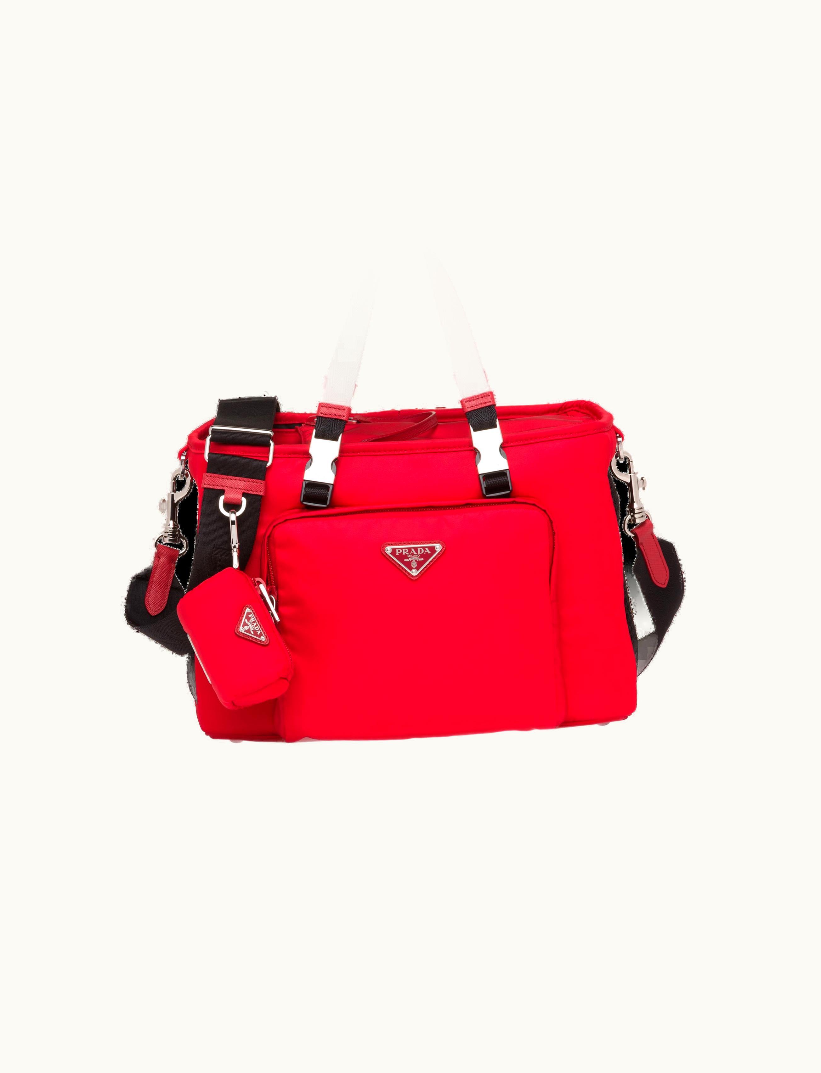 Prada Prada Red Re-nylon And Saffiano Leather Pet Bag
