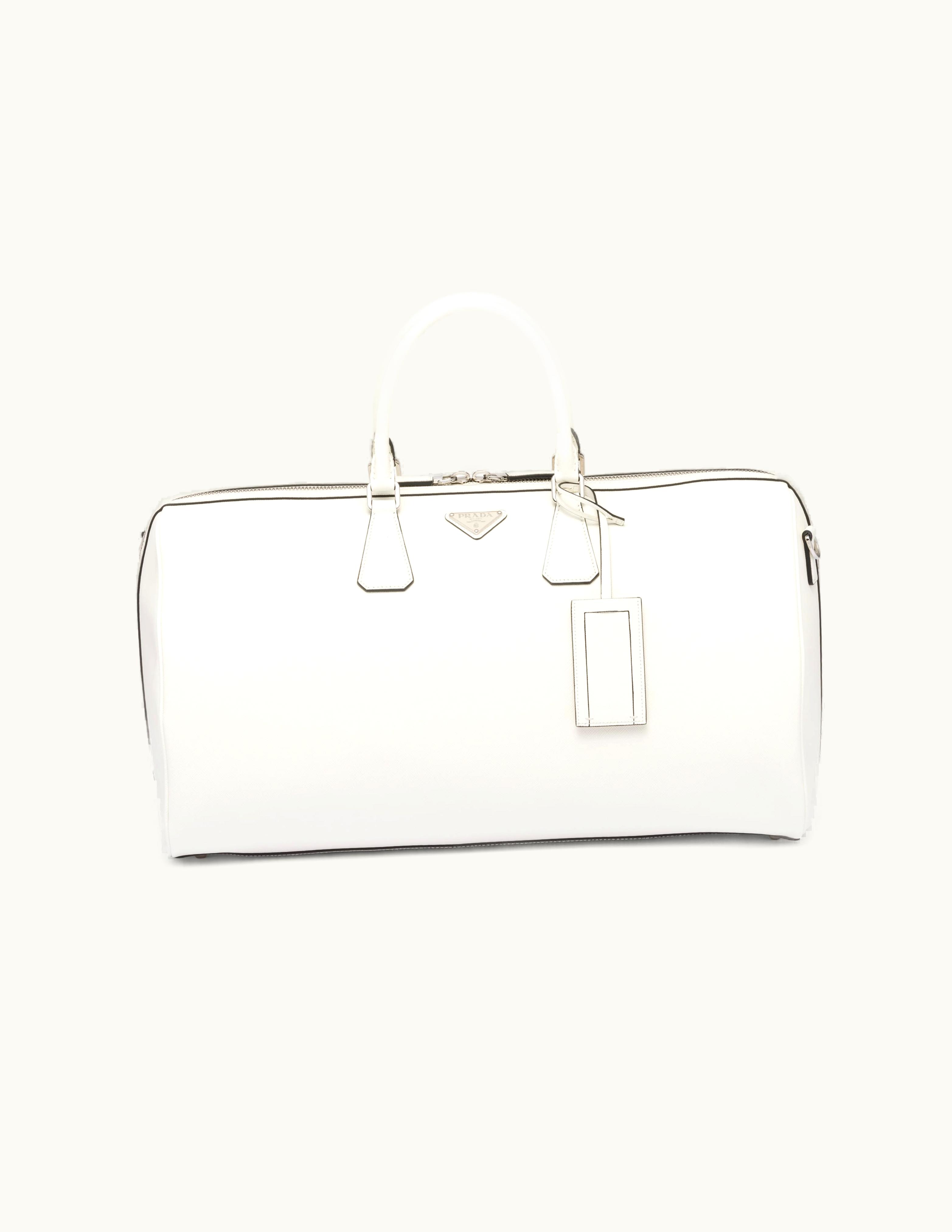 Prada Prada White Saffiano Leather Travel Bag