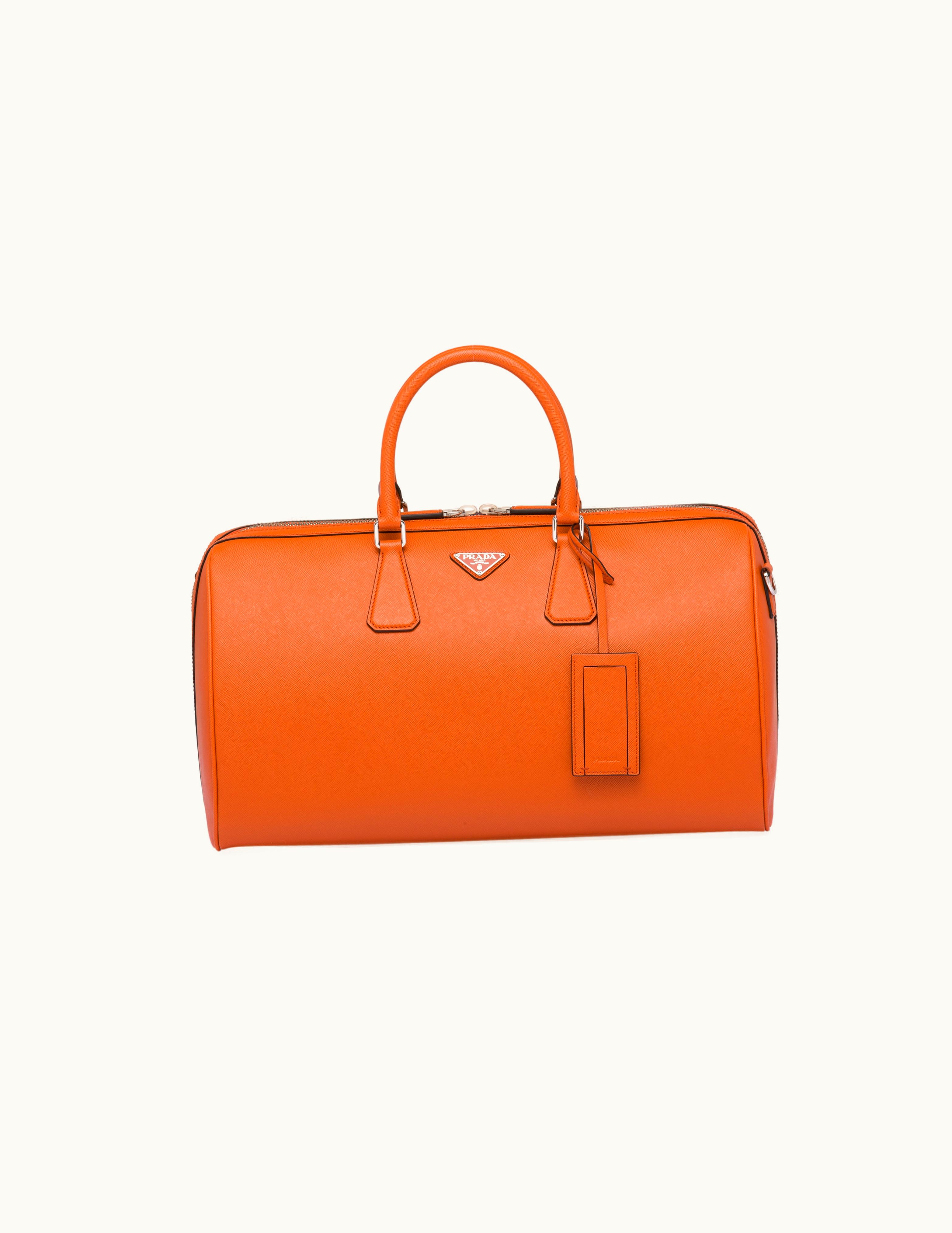 Prada Prada Papaya Saffiano Leather Travel Bag