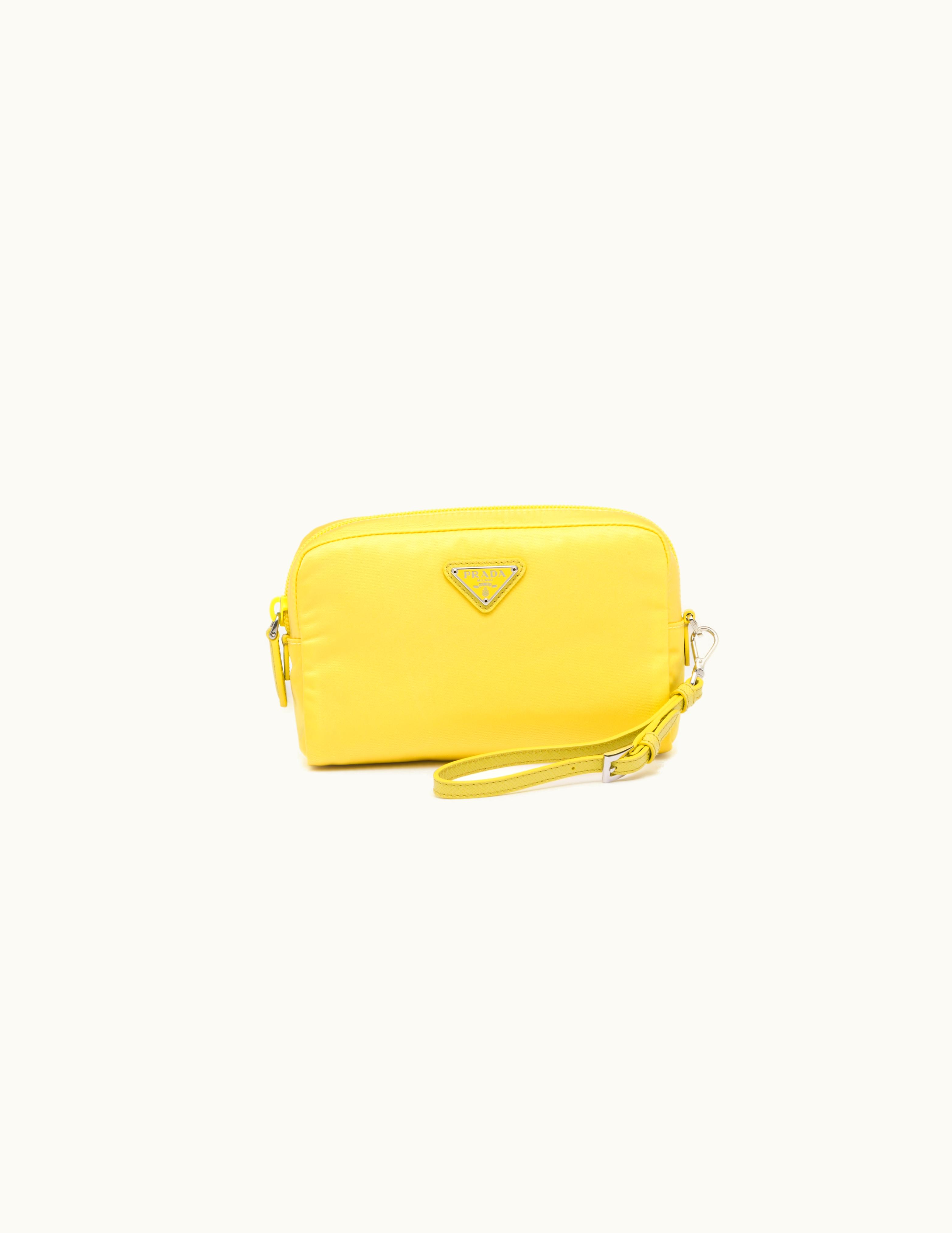Prada Prada Re-nylon Necessaire Luxe Leather Citron Yellow