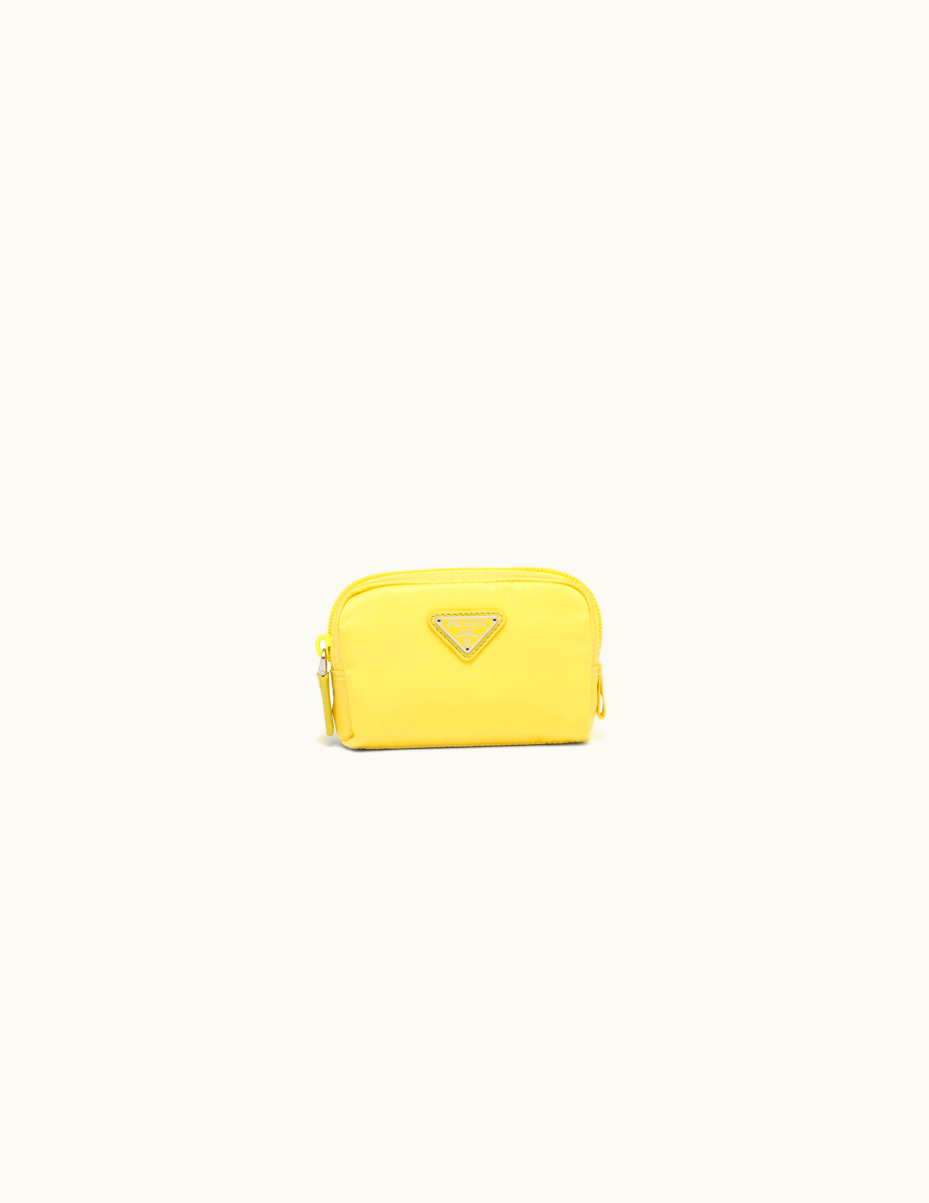 Prada Prada Citron Yellow Re-nylon Necessaire Zipper Triangle Enamel Unlined Pocket
