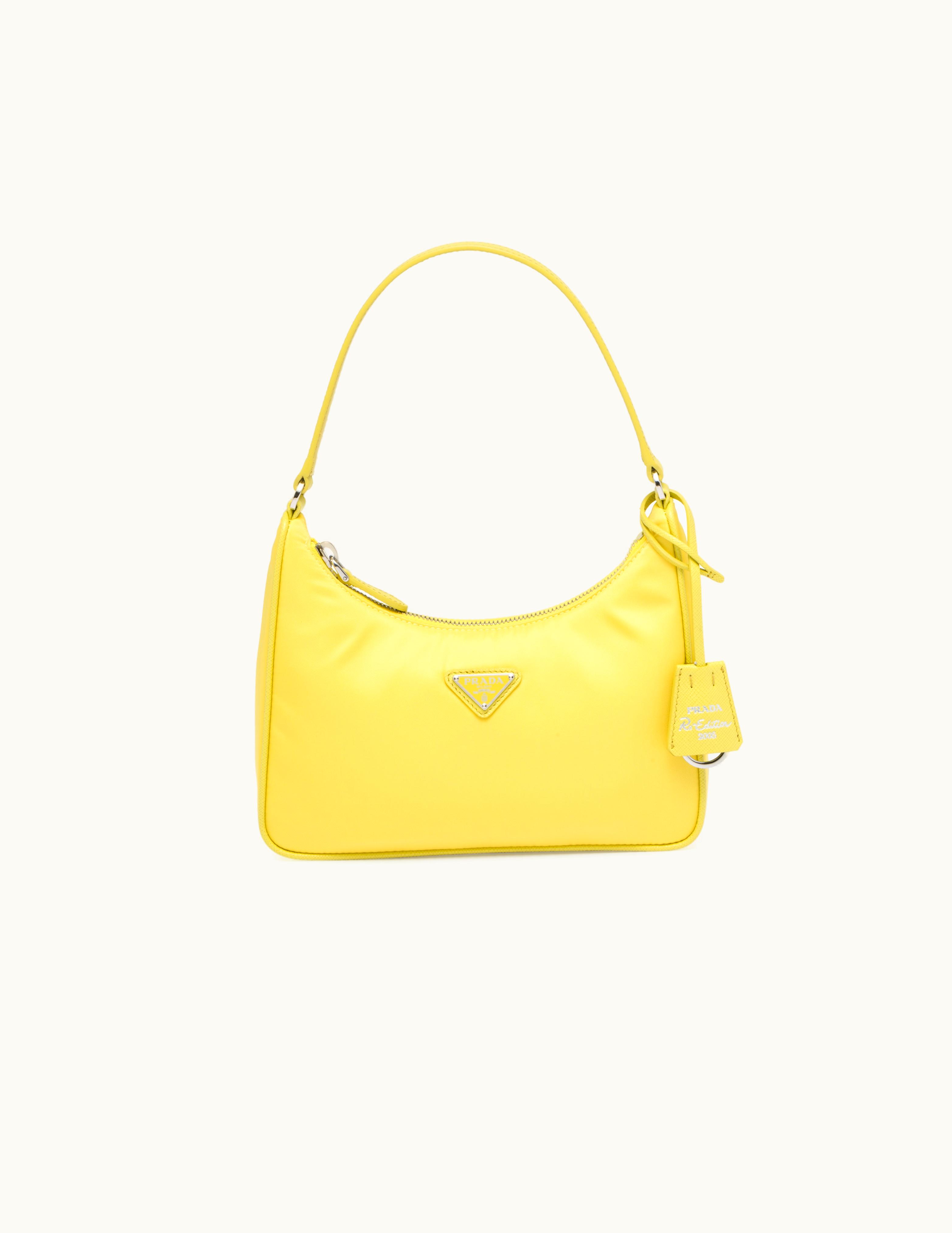 Prada Citron Yellow Prada Re-edition 2005 Re-nylon And Saffiano Mini Bag
