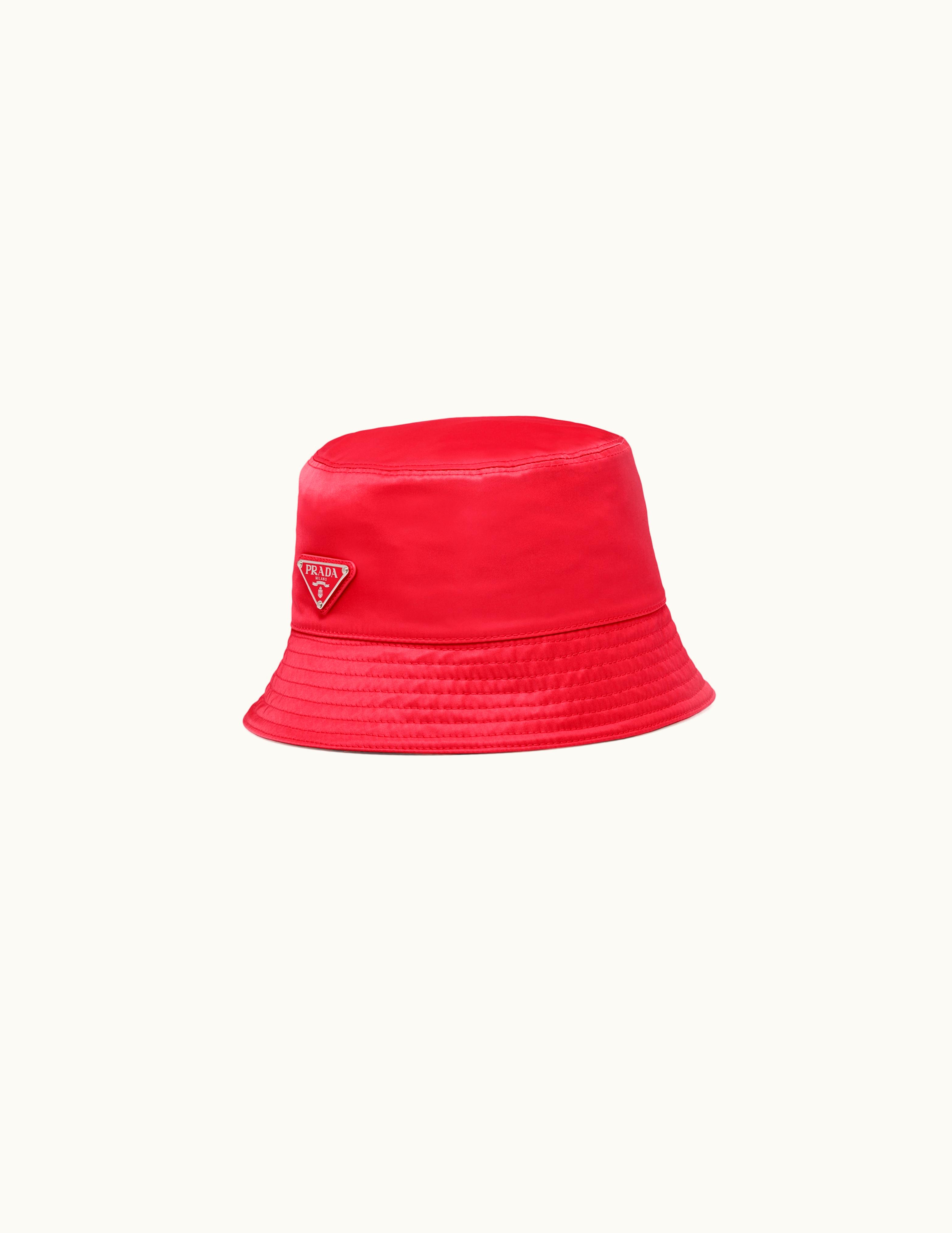 Prada Prada Enameled Metal Logo Bucket Hat Black