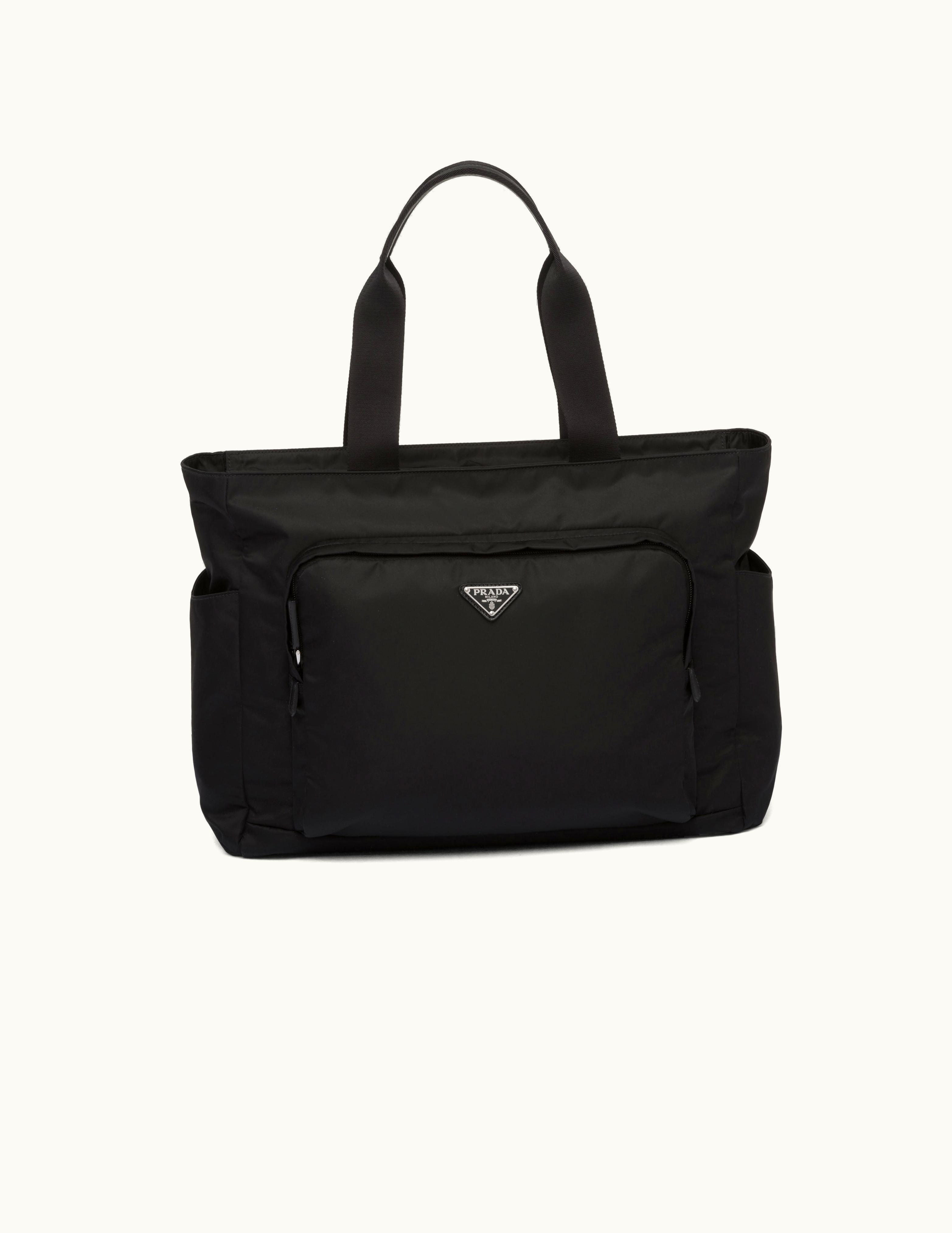Prada Prada Black Saffiano Leather And Re-nylon Tote Bag