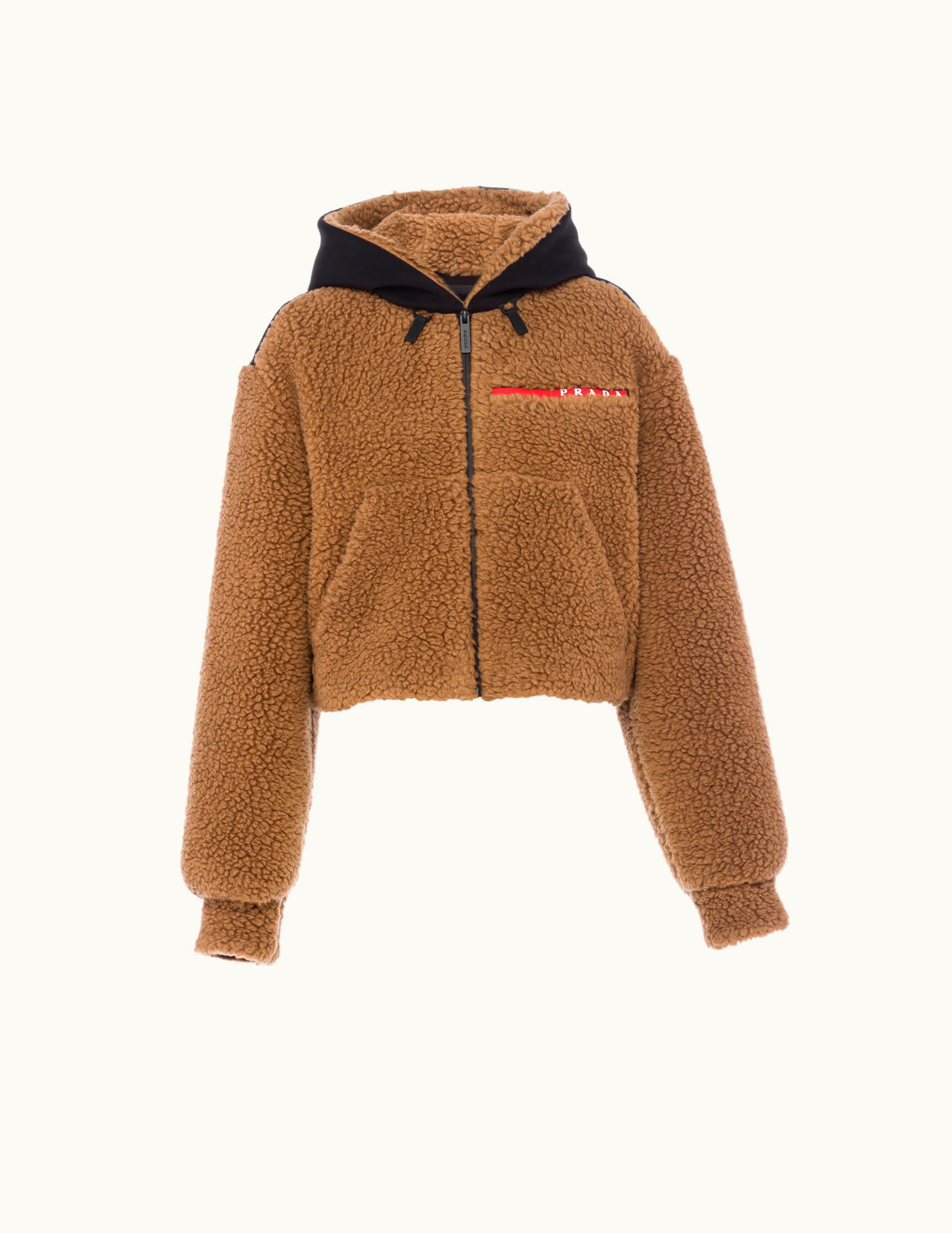 Prada Prada Camel / Black Cropped Double Fleece Jacket