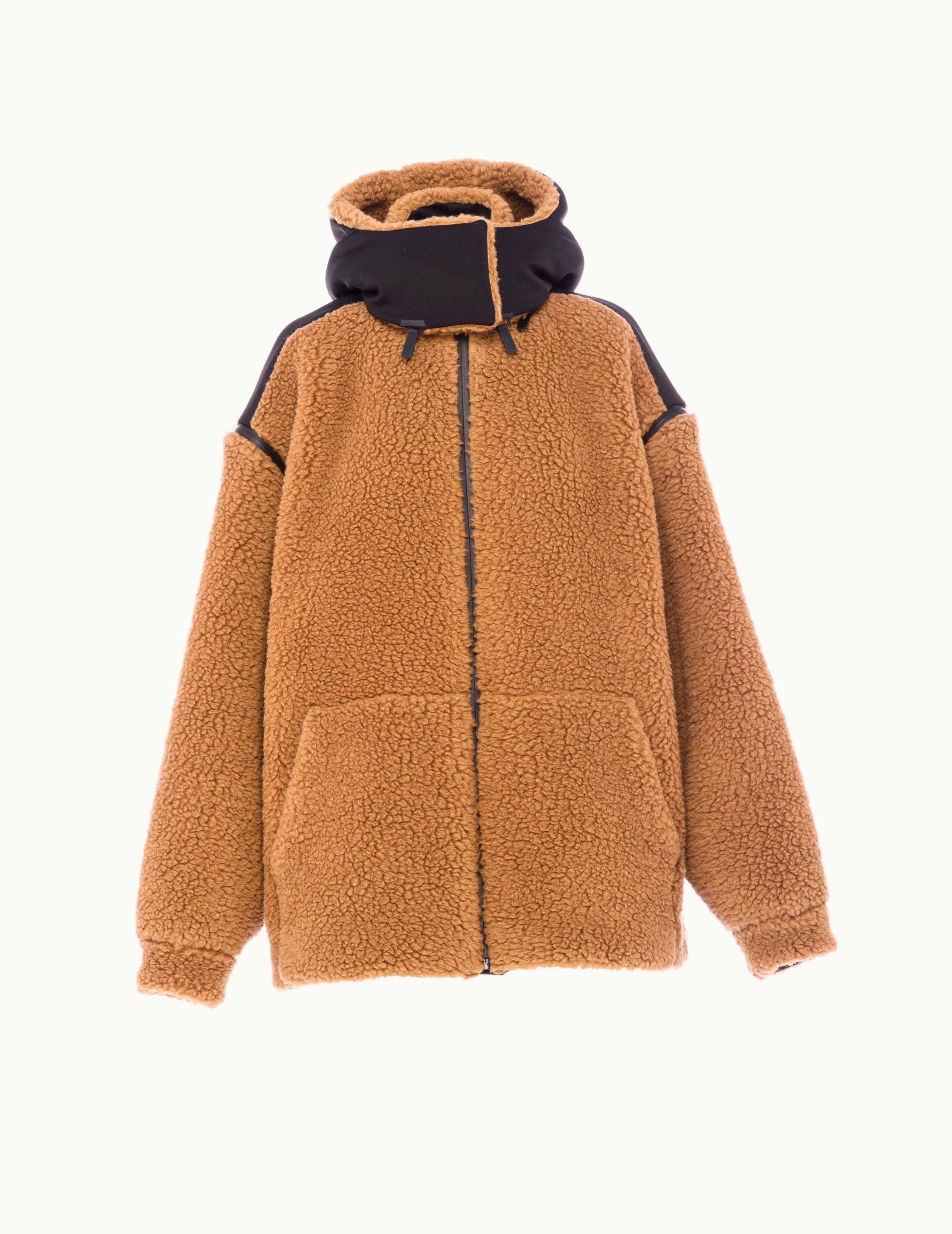Prada Prada Camel / Black Double Fleece And Recycled Technical Fabric Jacket
