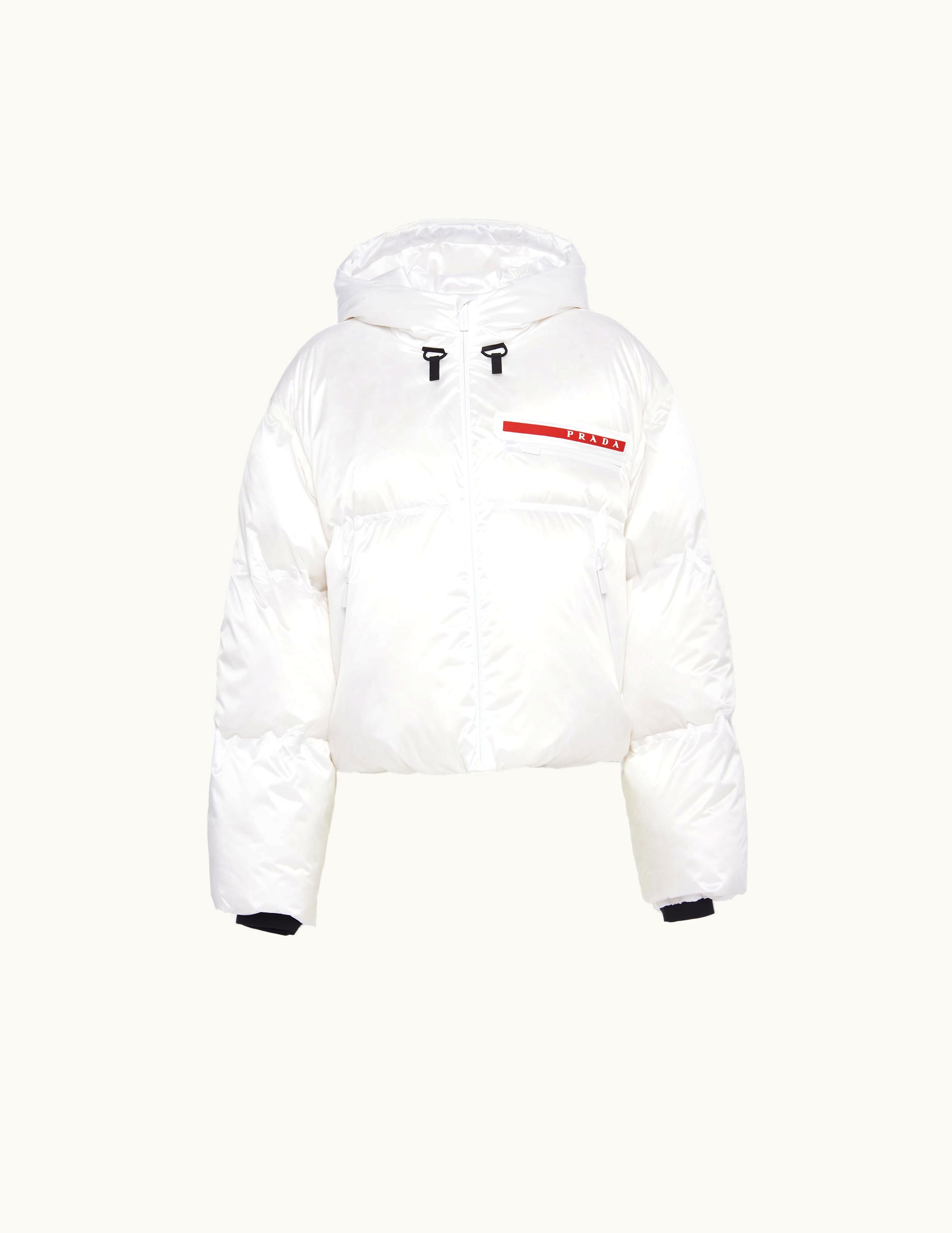 Prada Prada White Cropped Technical Re-nylon Down Jacket