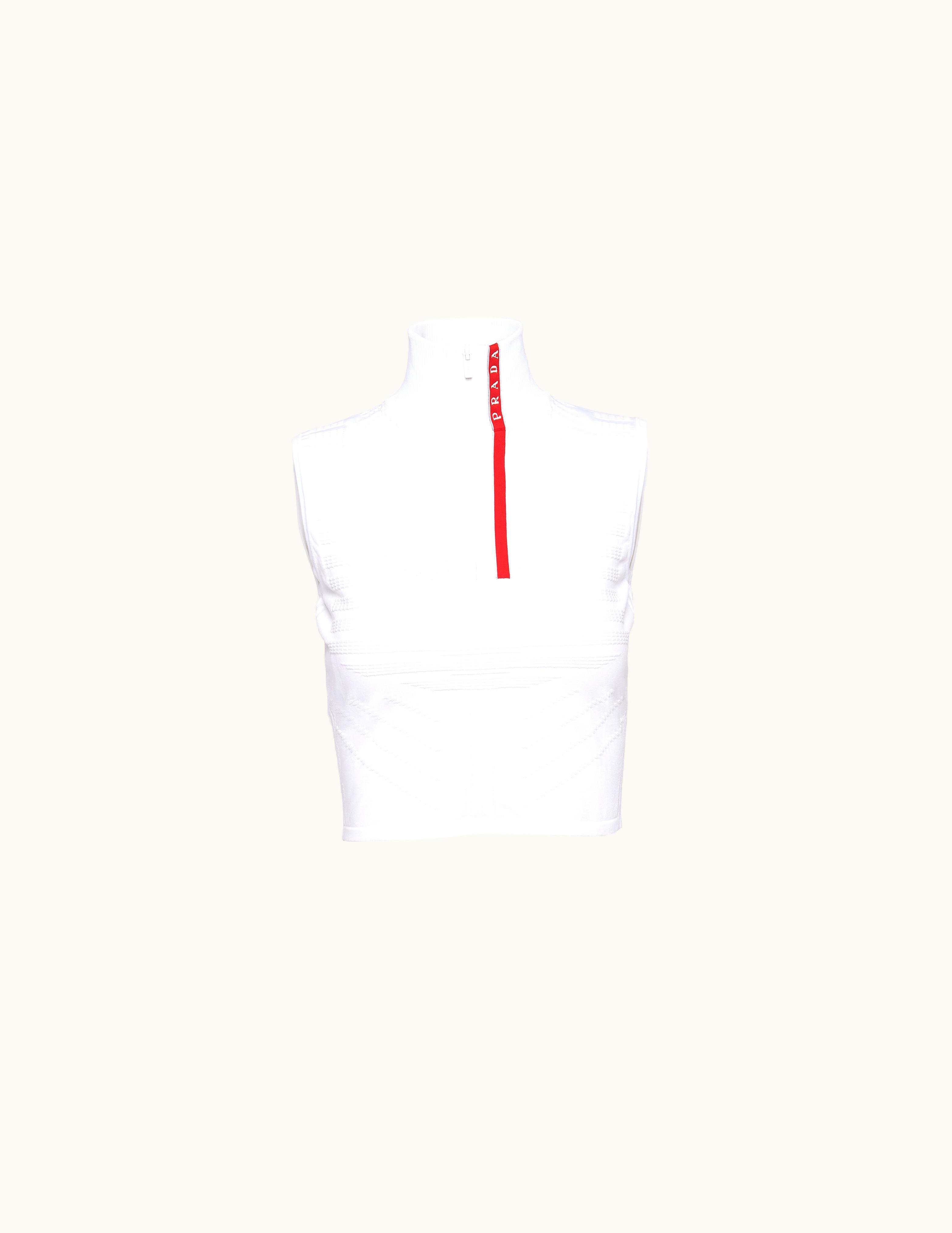 Prada Prada White Tech Rec Re-nylon Piqué Sleeveless Top