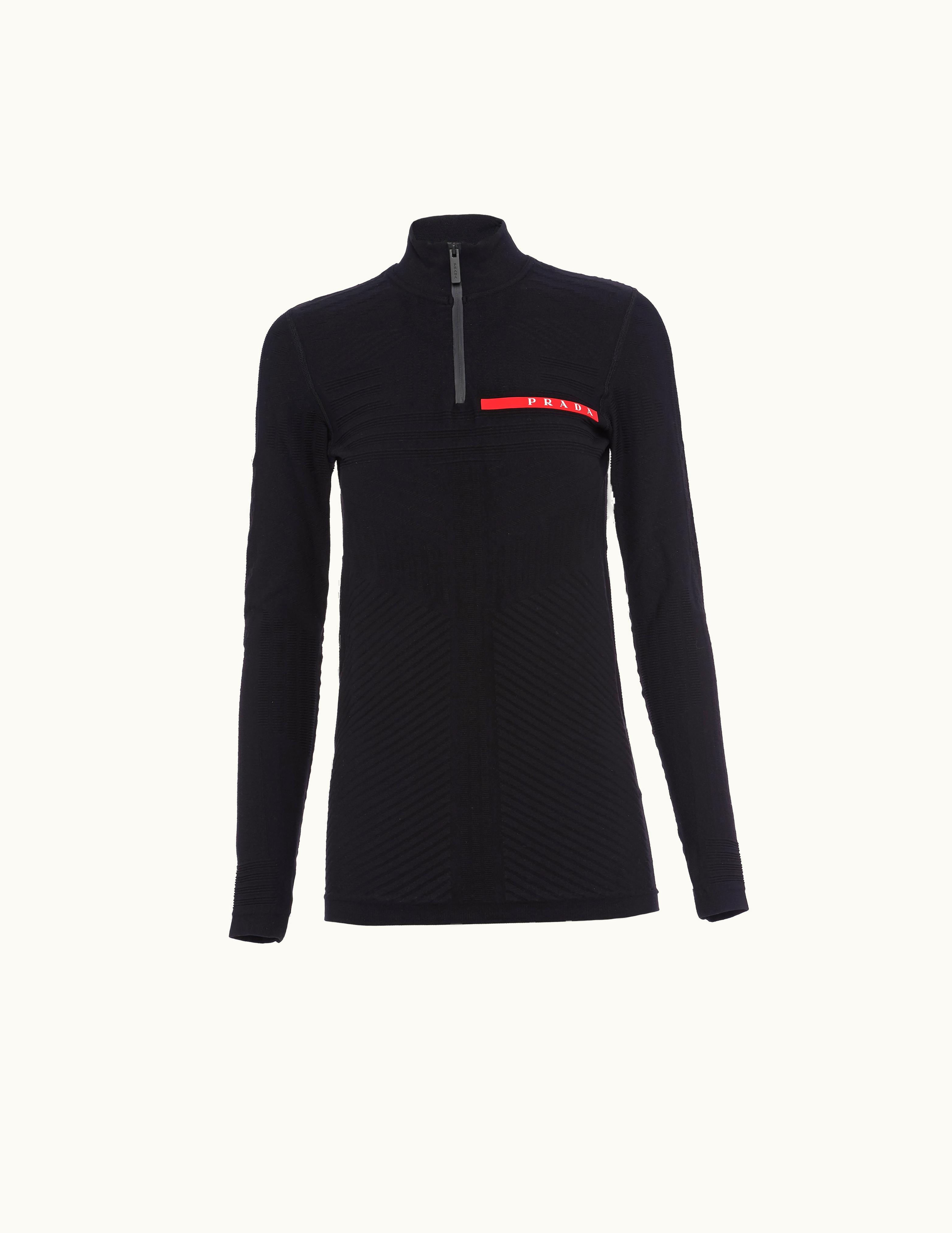 Prada Prada Black Technical Knit Turtleneck Sweater