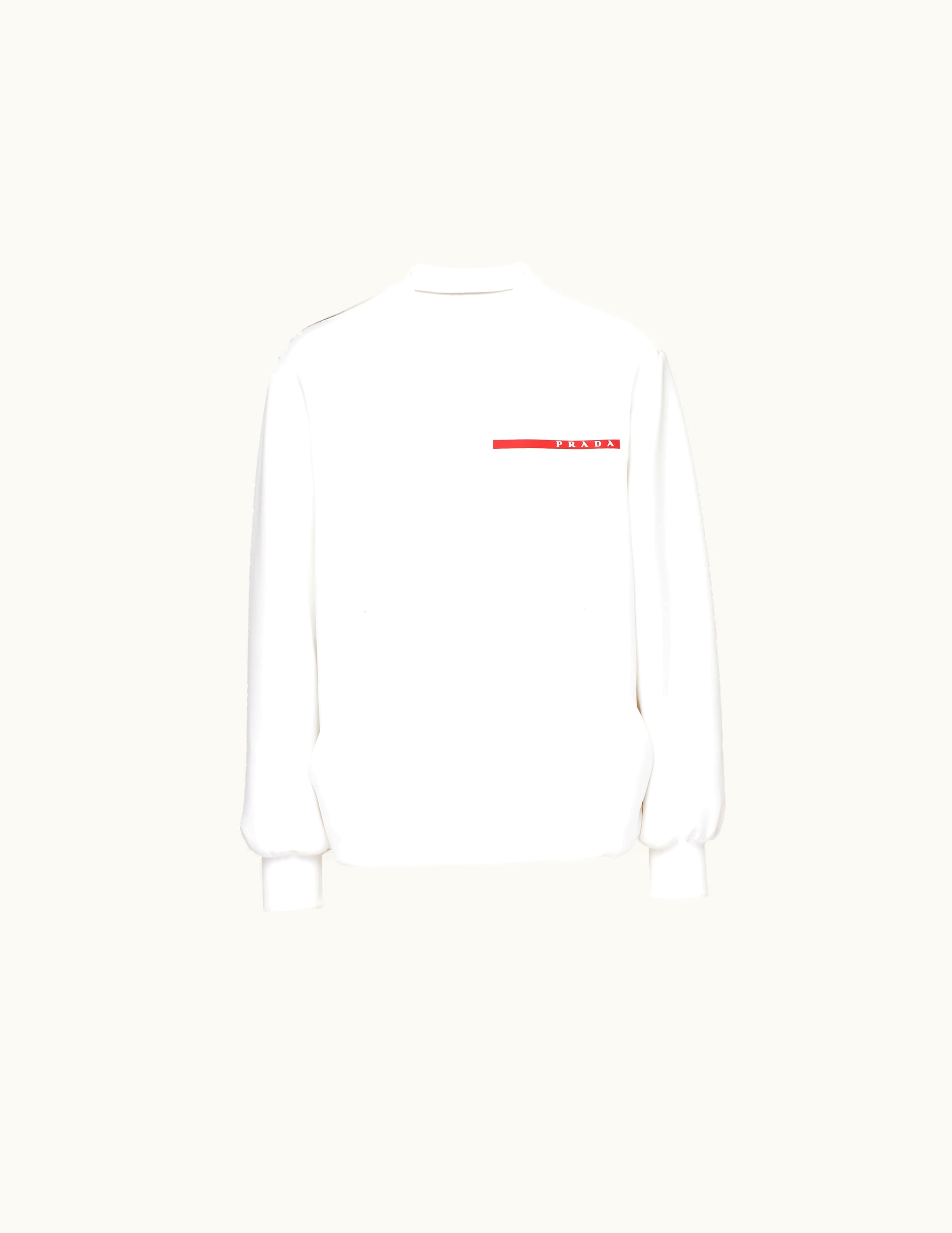 Prada Prada White Double Technical Jersey Sweatshirt With Pocket