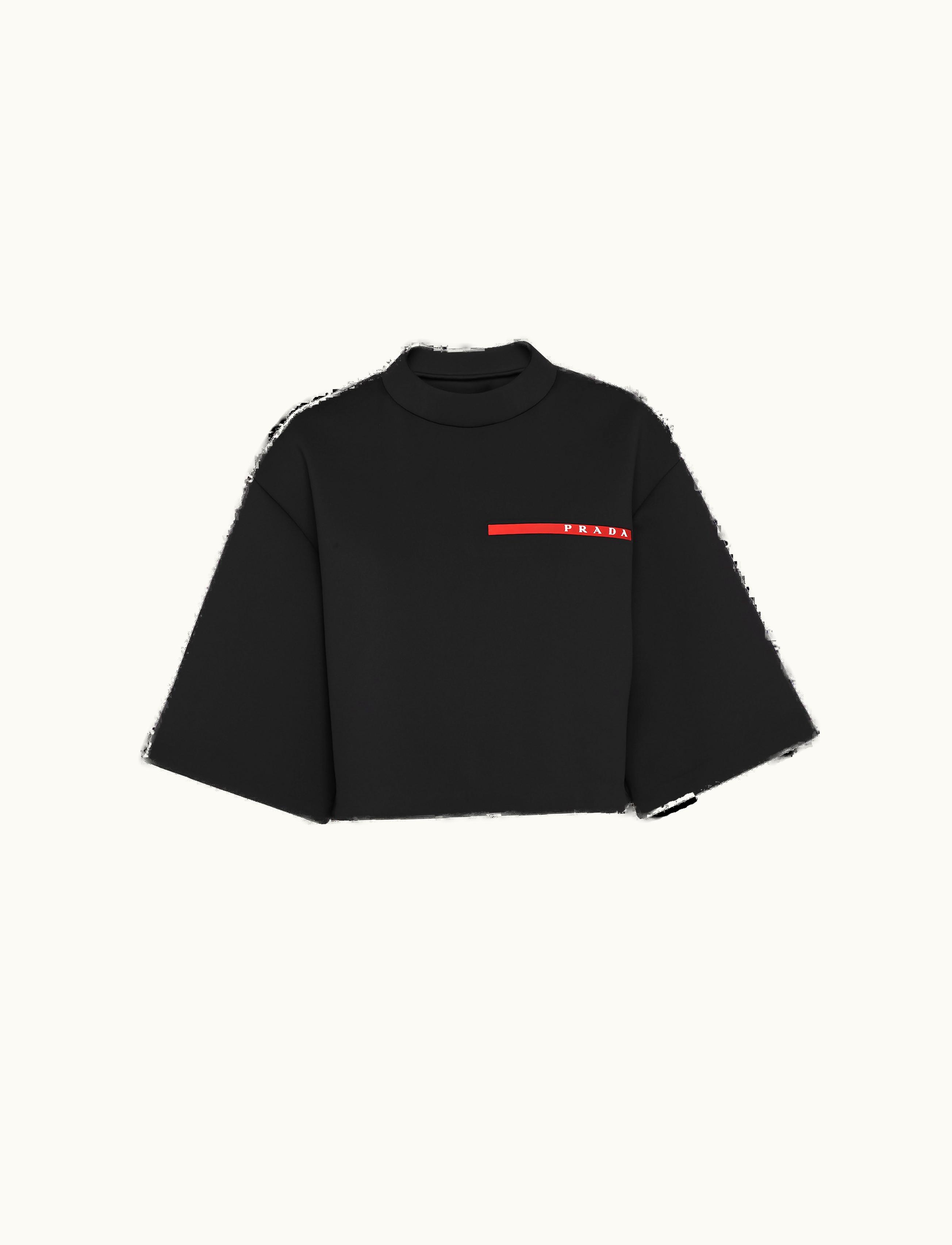 Prada Prada Black Double Technical Jersey Cropped Sweatshirt