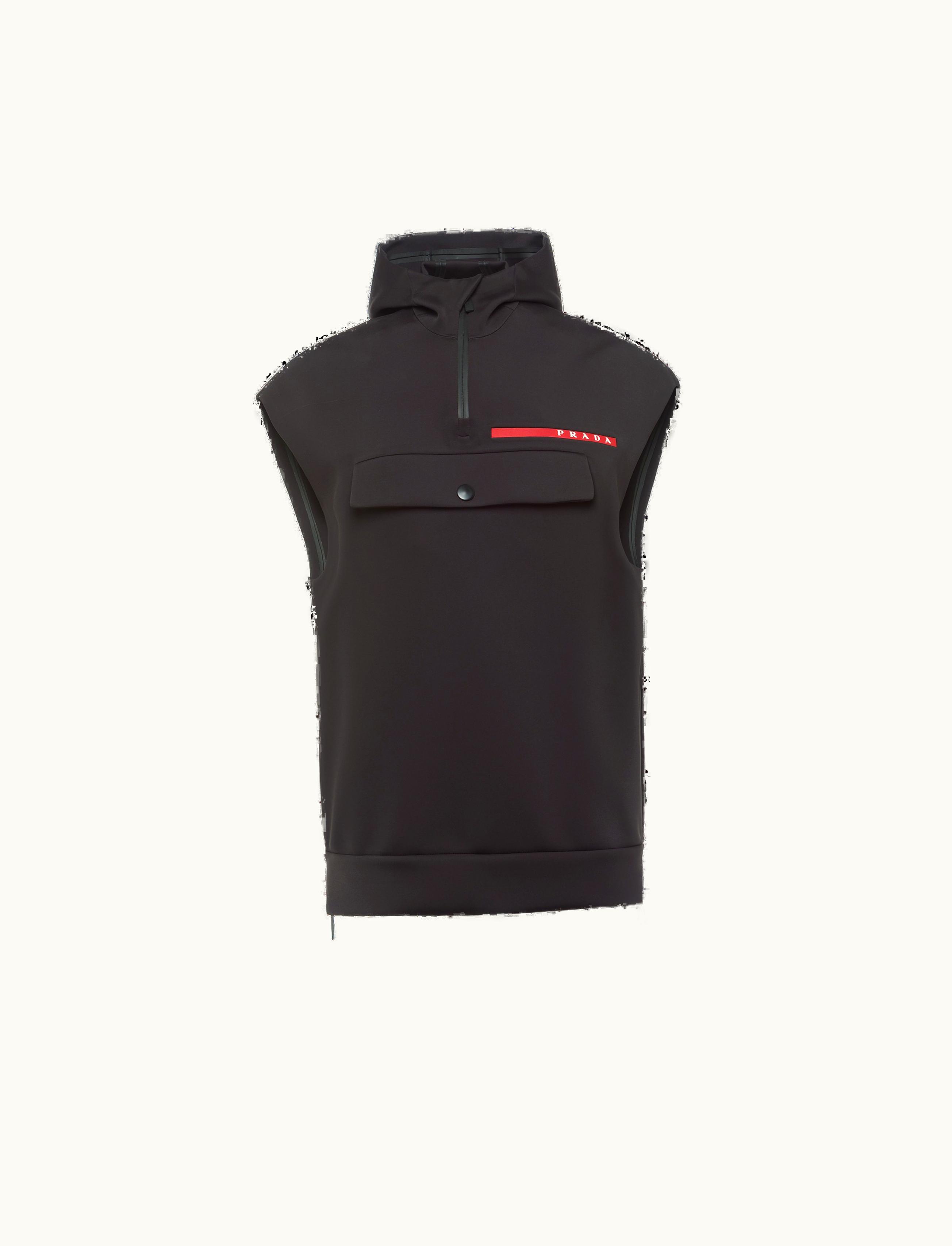 Prada Prada Black Double Technical Jersey Hoodie Vest