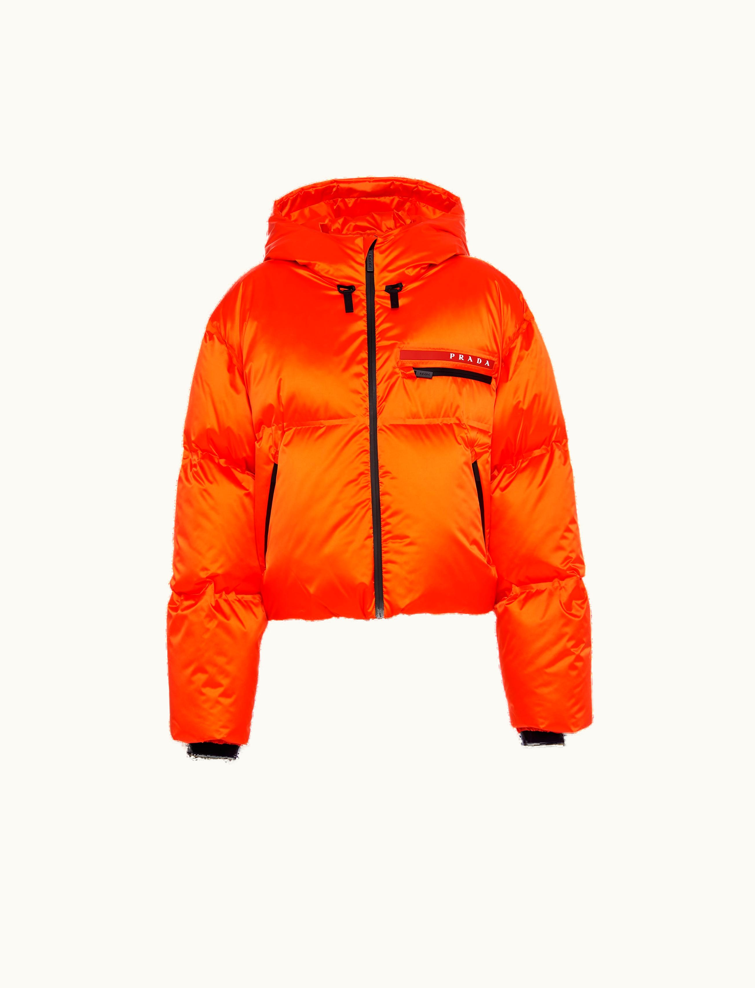 Prada Prada Orange Cropped Technical Re-nylon Down Jacket