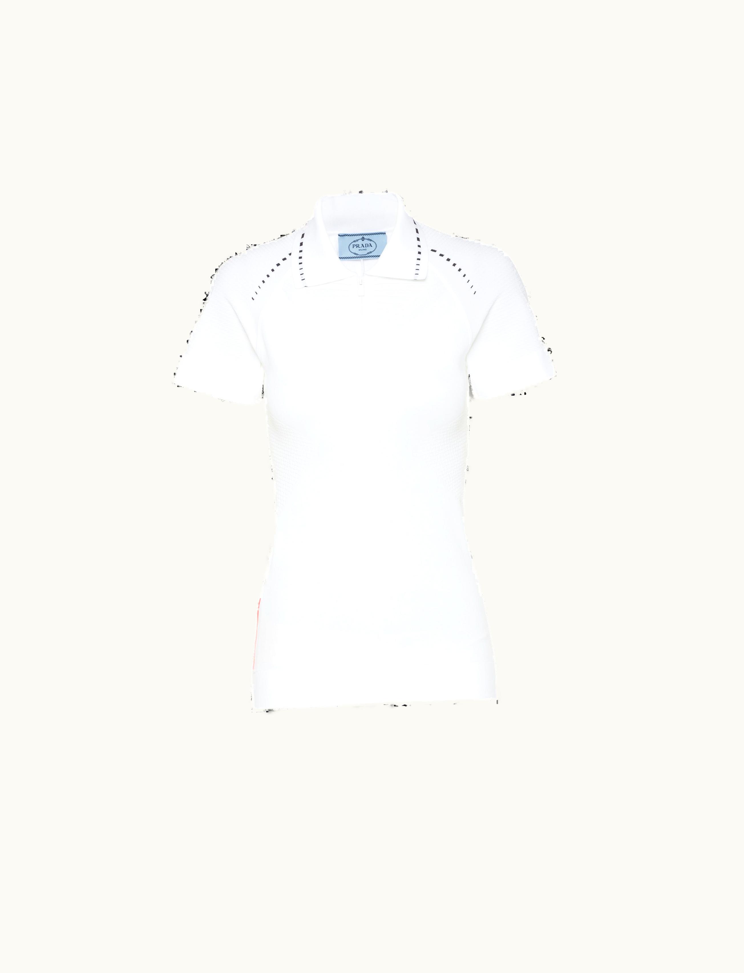 Prada Prada White / Black Soft Rec Polyester Polo Shirt