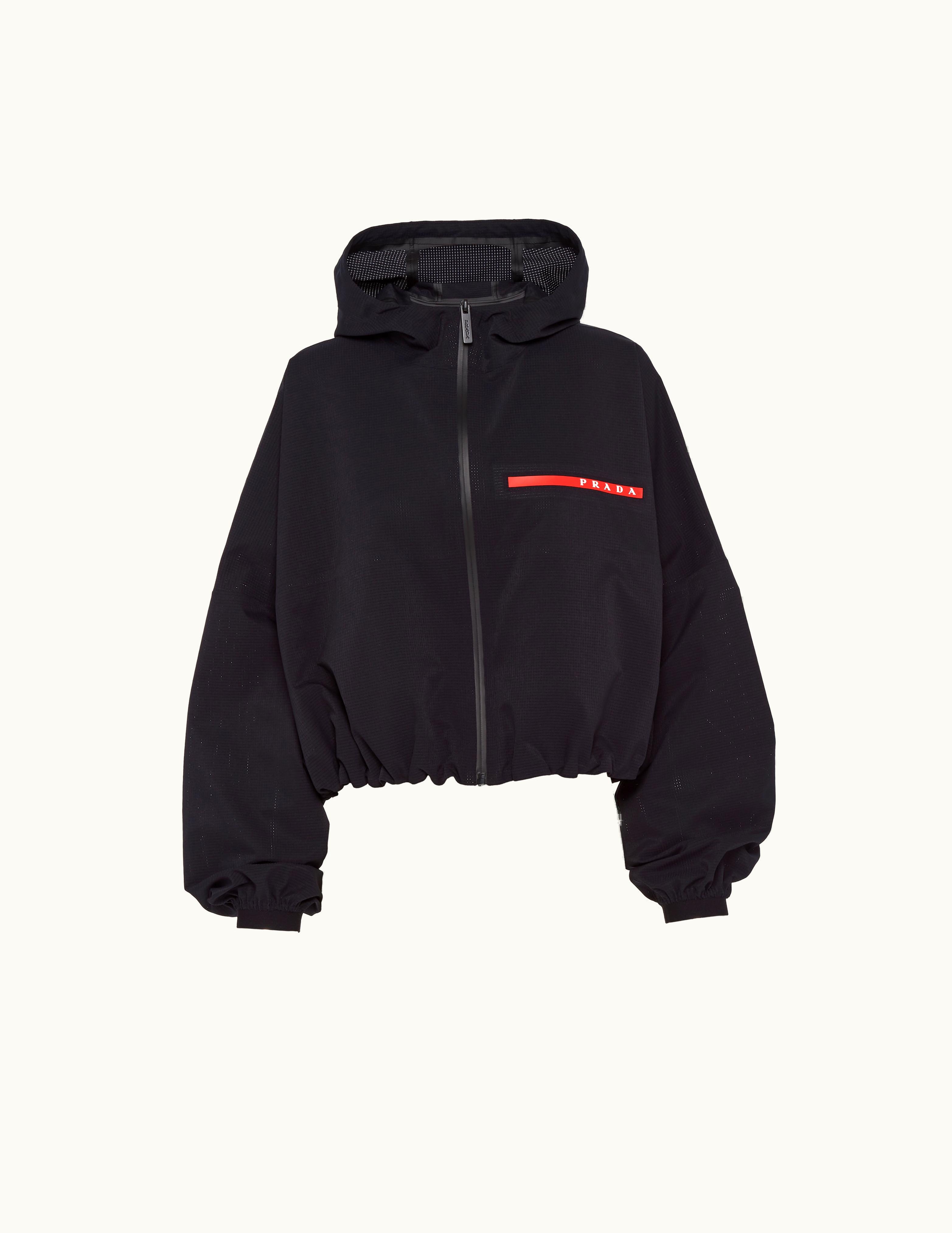 Prada Prada Black Light Bi-stretch Hooded Jacket