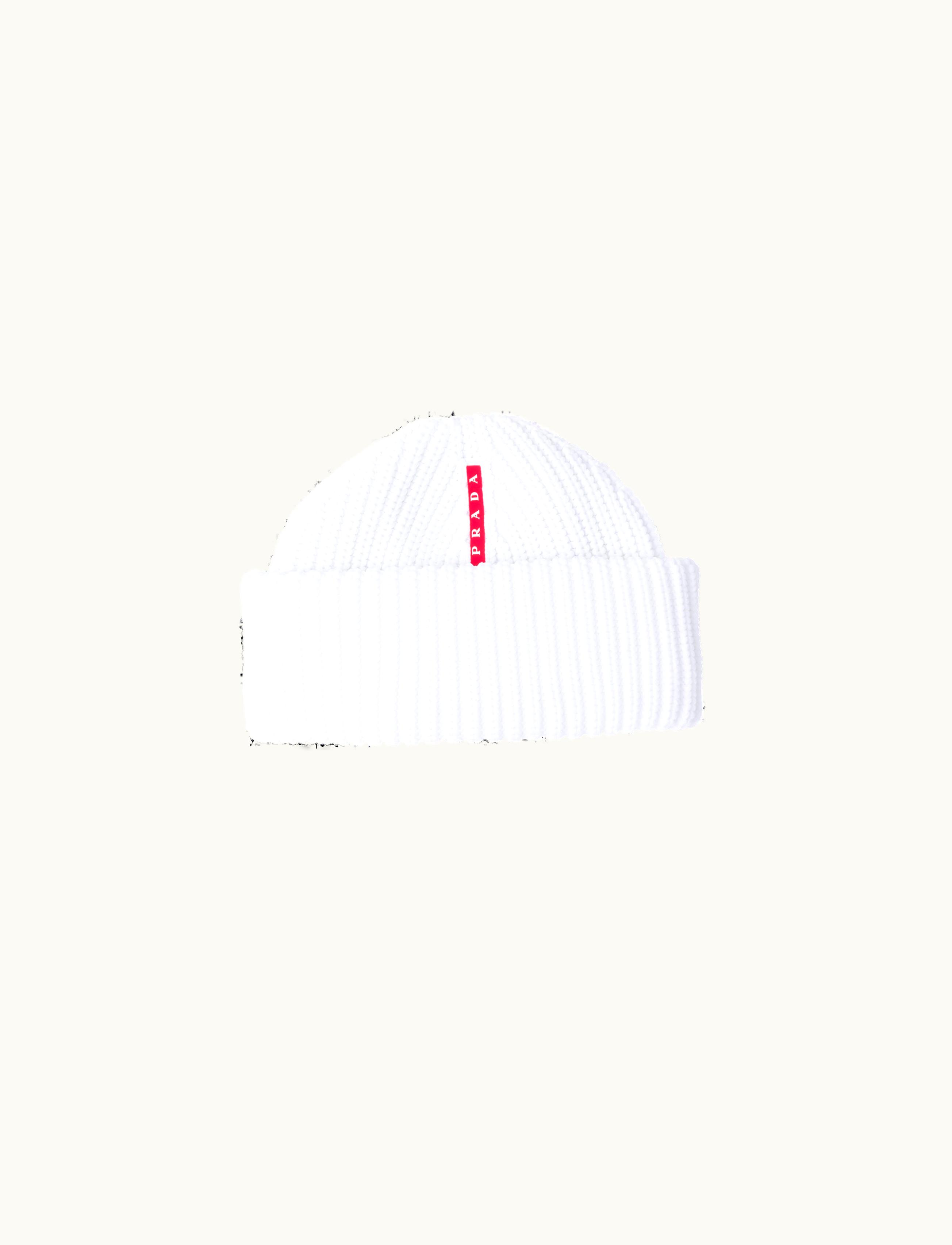 Prada Prada White Tec Rec Nylon Ribbed Beanie