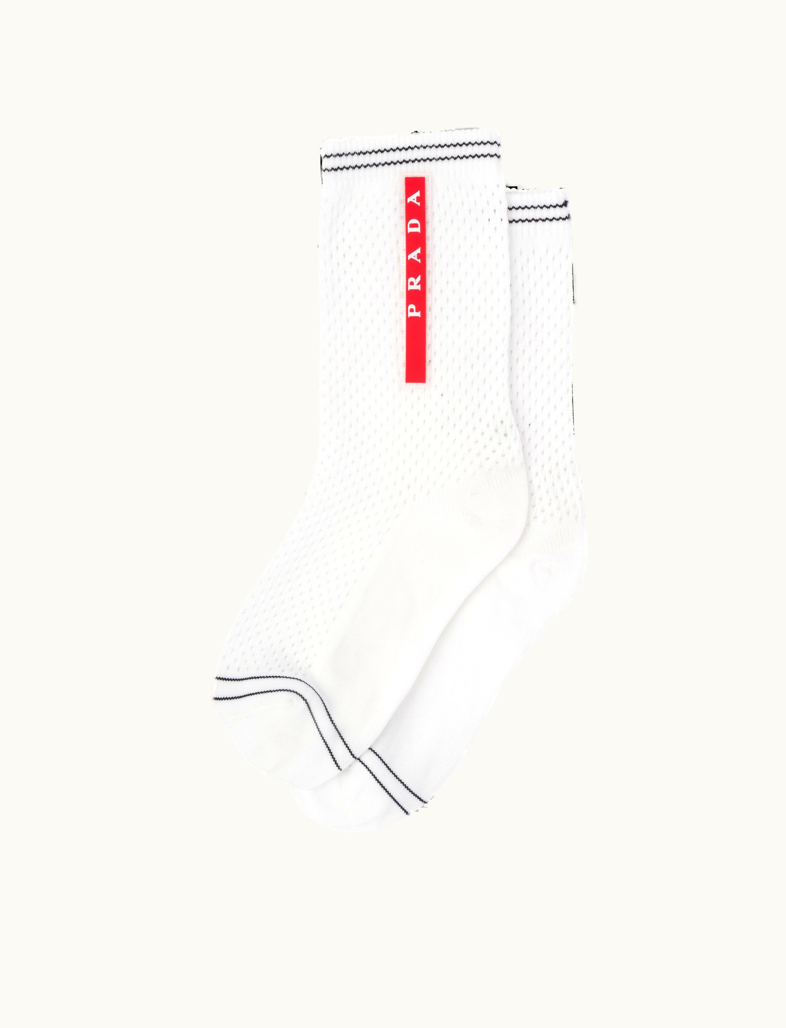 Prada Prada Mesh Knit Polyester Socks White