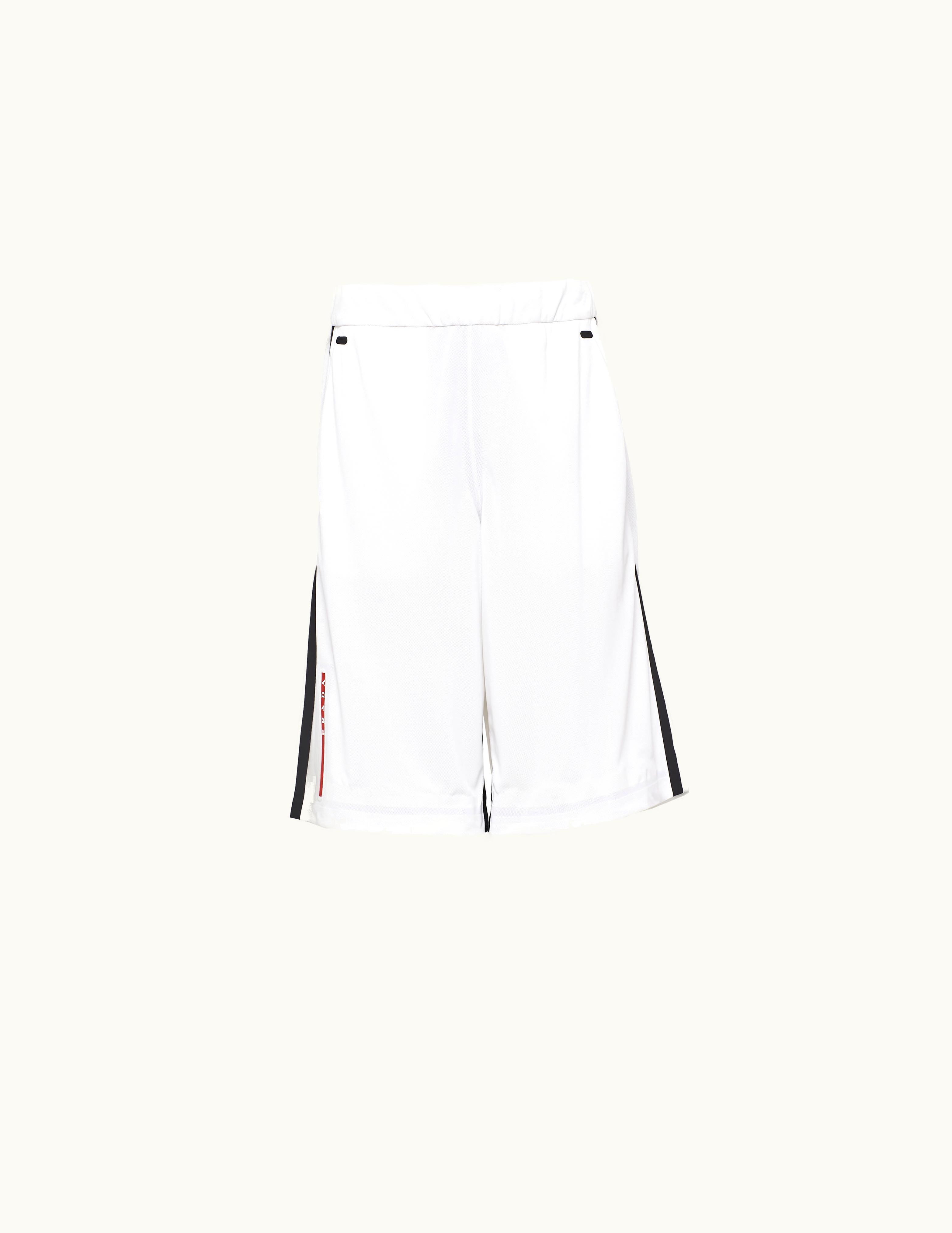 Prada Prada White Piqué Bermudas With Tape Seams