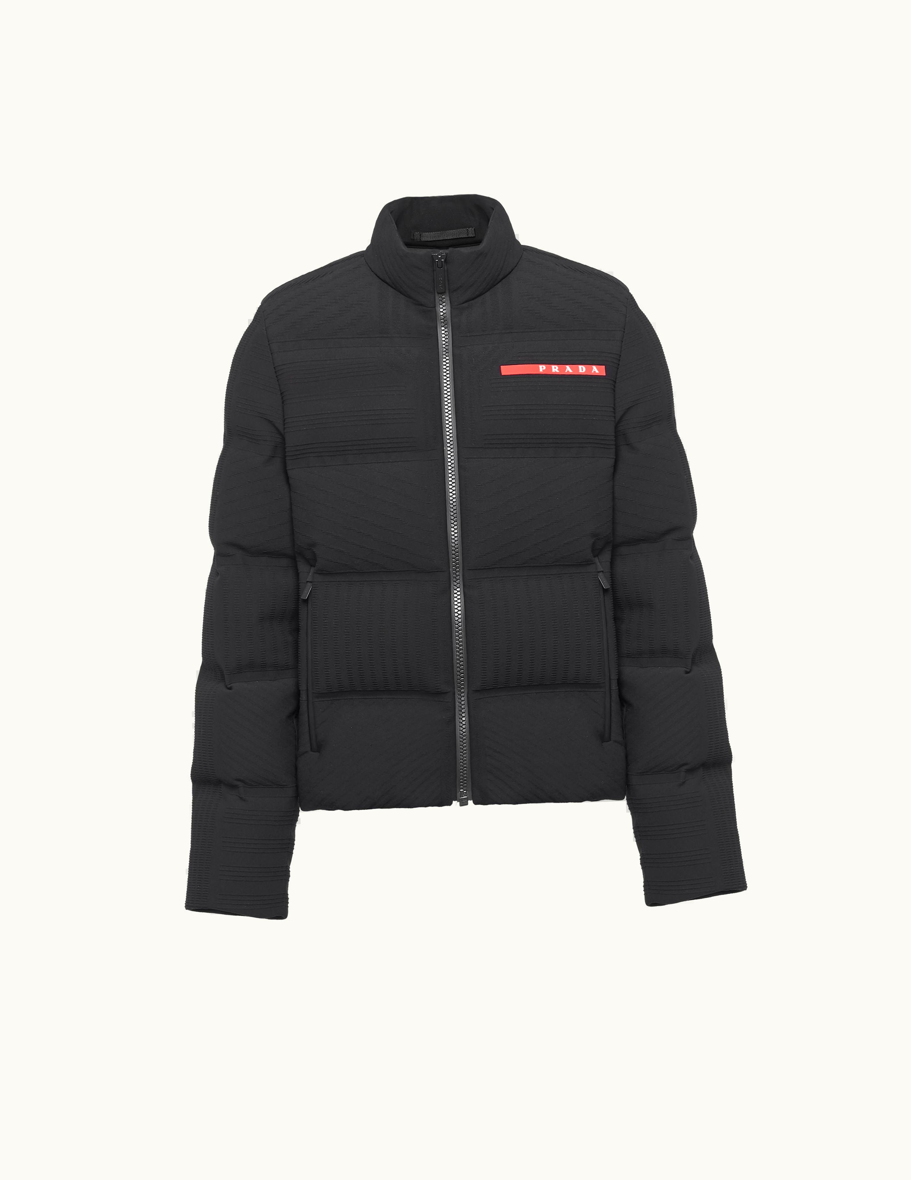 Prada Prada Black Cropped Technical Knit Puffer Jacket