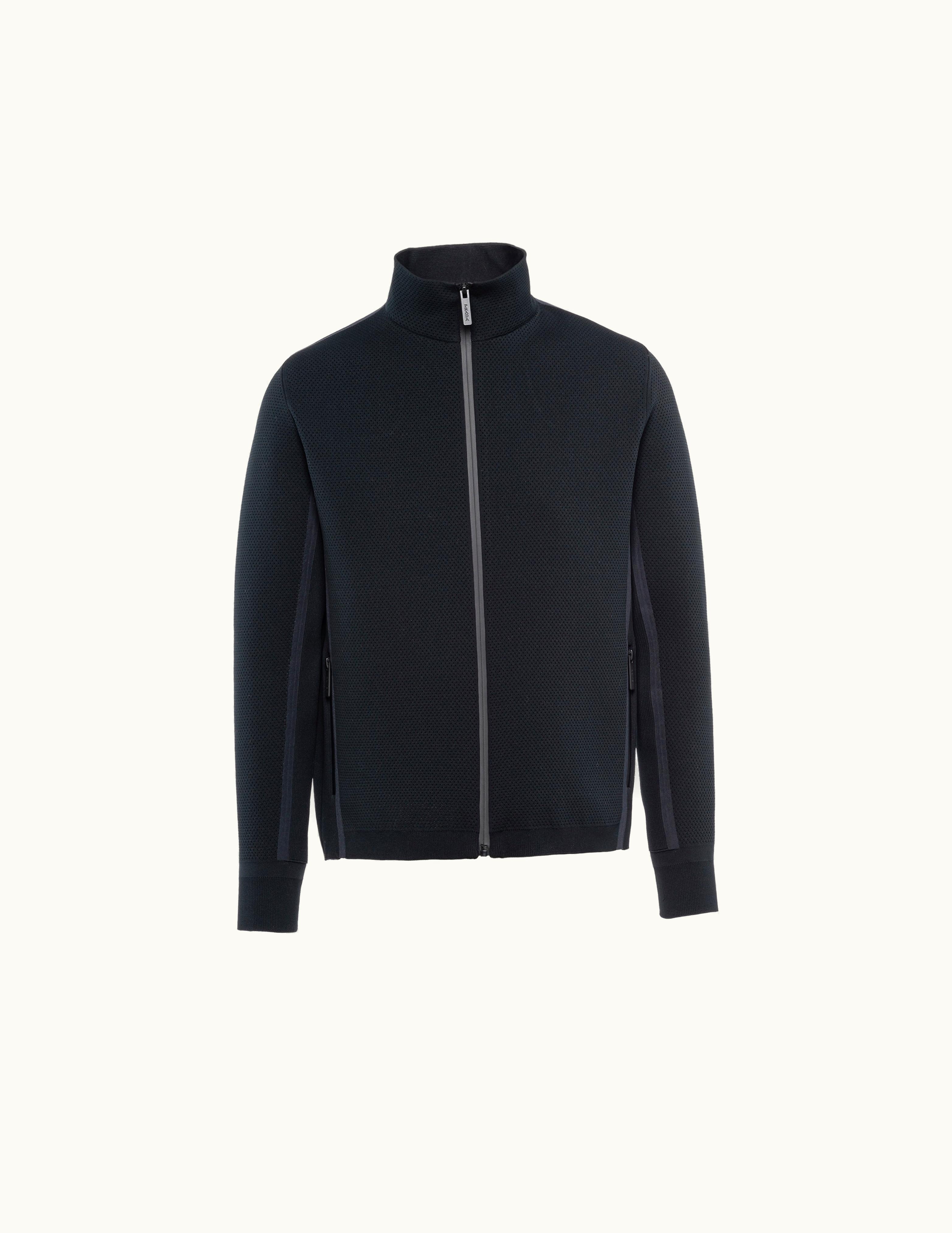 Prada Prada Black Techno Knit Turtleneck Zip-up Sweatshirt