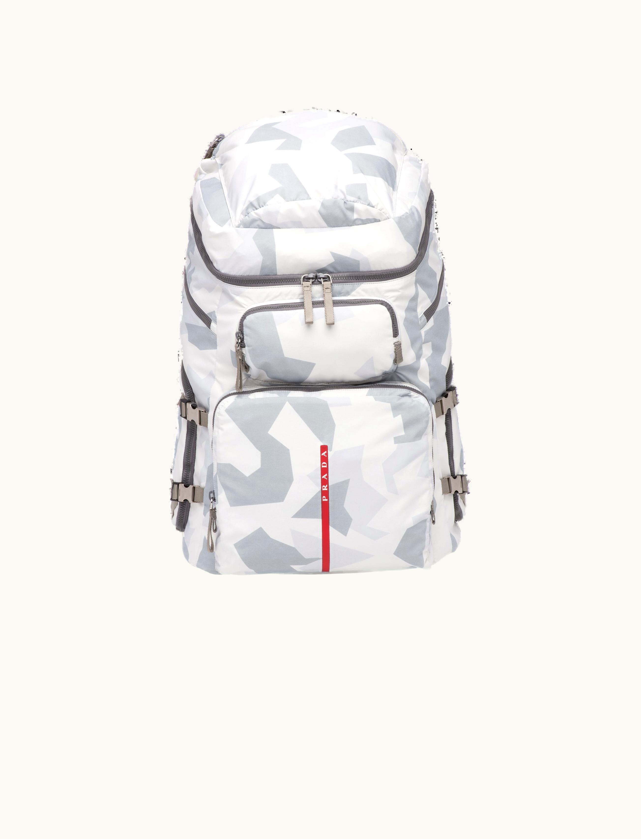 Prada Prada Marble Gray Printed Technical Fabric Ski Boot Backpack